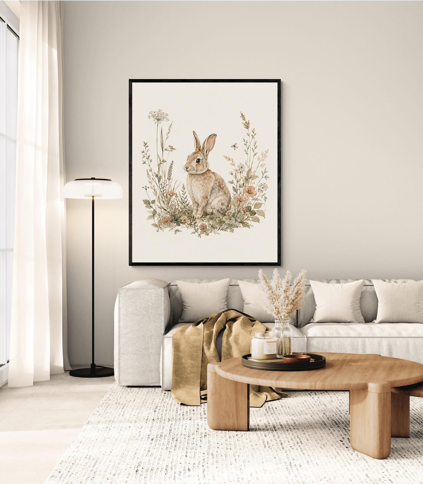 Bunny Rabbit Nursery Wall Art Print | Children’s Home Decor | Woodland Animal | Forest | Boy | Kids | Girl | Cottage Core | Family Artwork