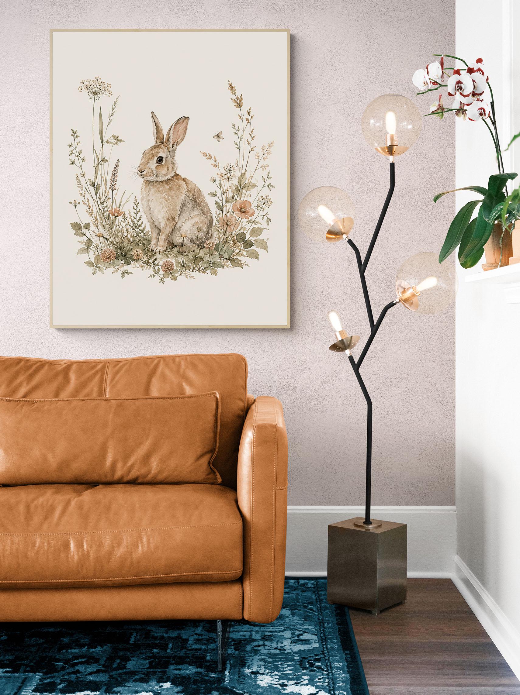 Bunny Rabbit Nursery Wall Art Print | Children’s Home Decor | Woodland Animal | Forest | Boy | Kids | Girl | Cottage Core | Family Artwork