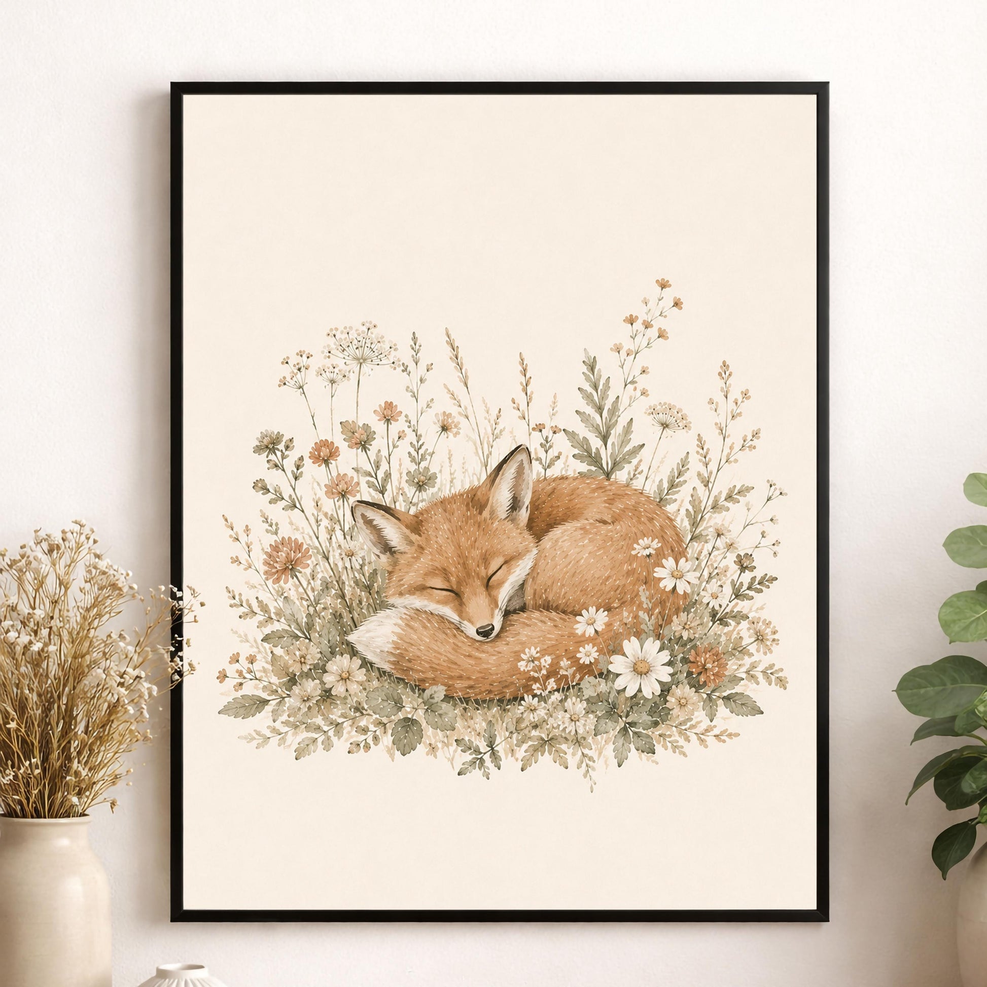 Sleeping Fox Nursery Wall Art Print | Children’s Home Decor | Woodland Animal | Forest | Boy | Kids | Girl | Cottage Core | Family Artwork
