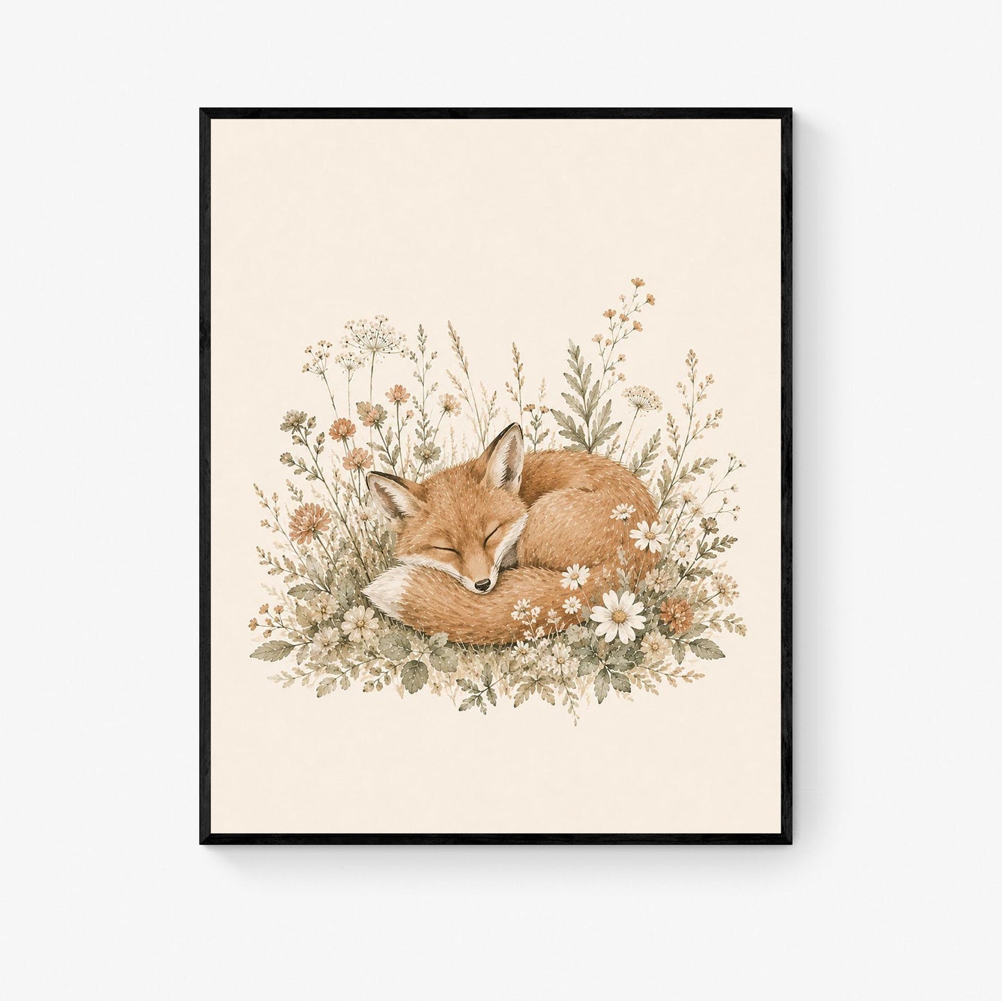 Sleeping Fox Nursery Wall Art Print | Children’s Home Decor | Woodland Animal | Forest | Boy | Kids | Girl | Cottage Core | Family Artwork