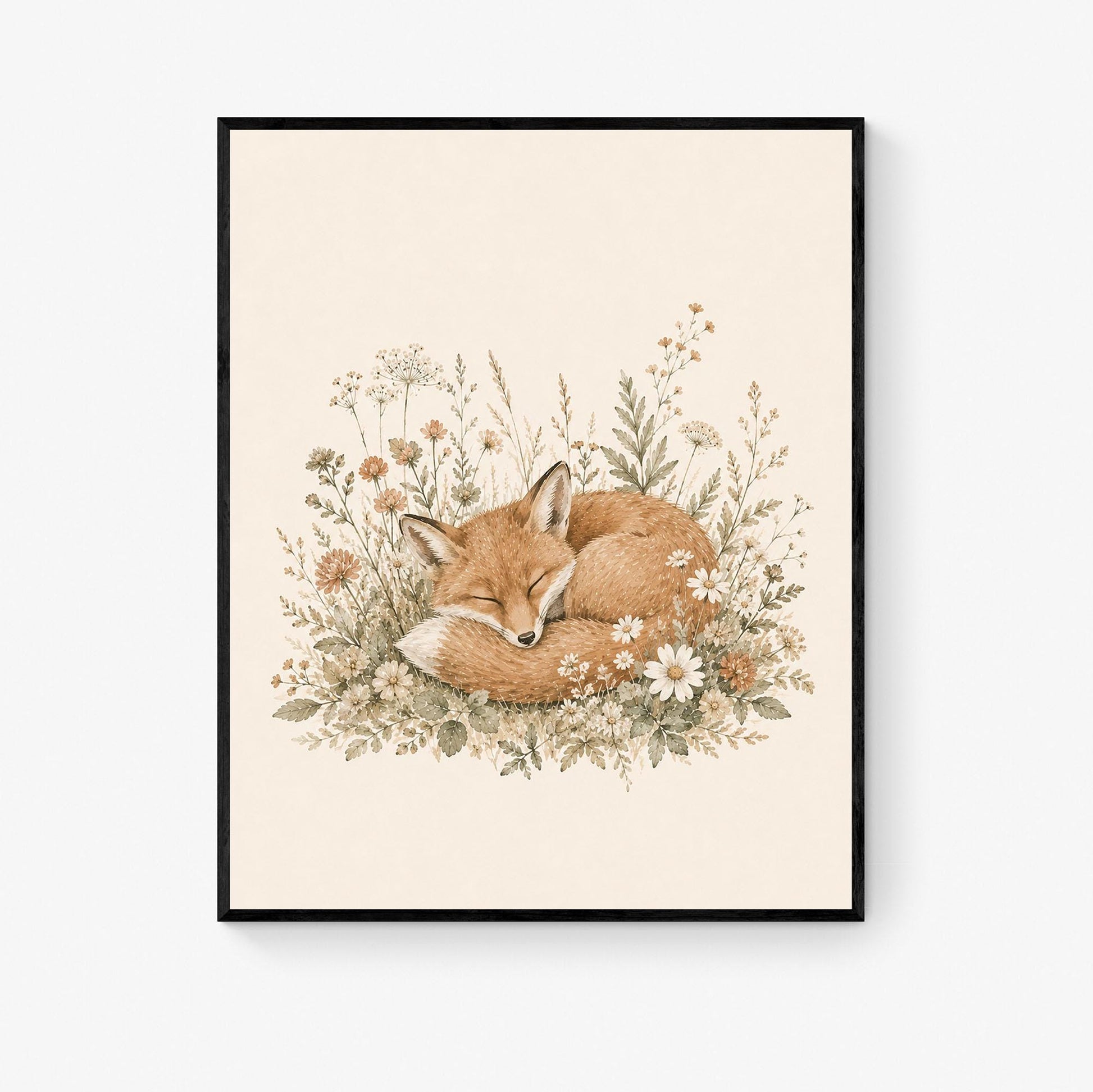 Sleeping Fox Nursery Wall Art Print | Children’s Home Decor | Woodland Animal | Forest | Boy | Kids | Girl | Cottage Core | Family Artwork