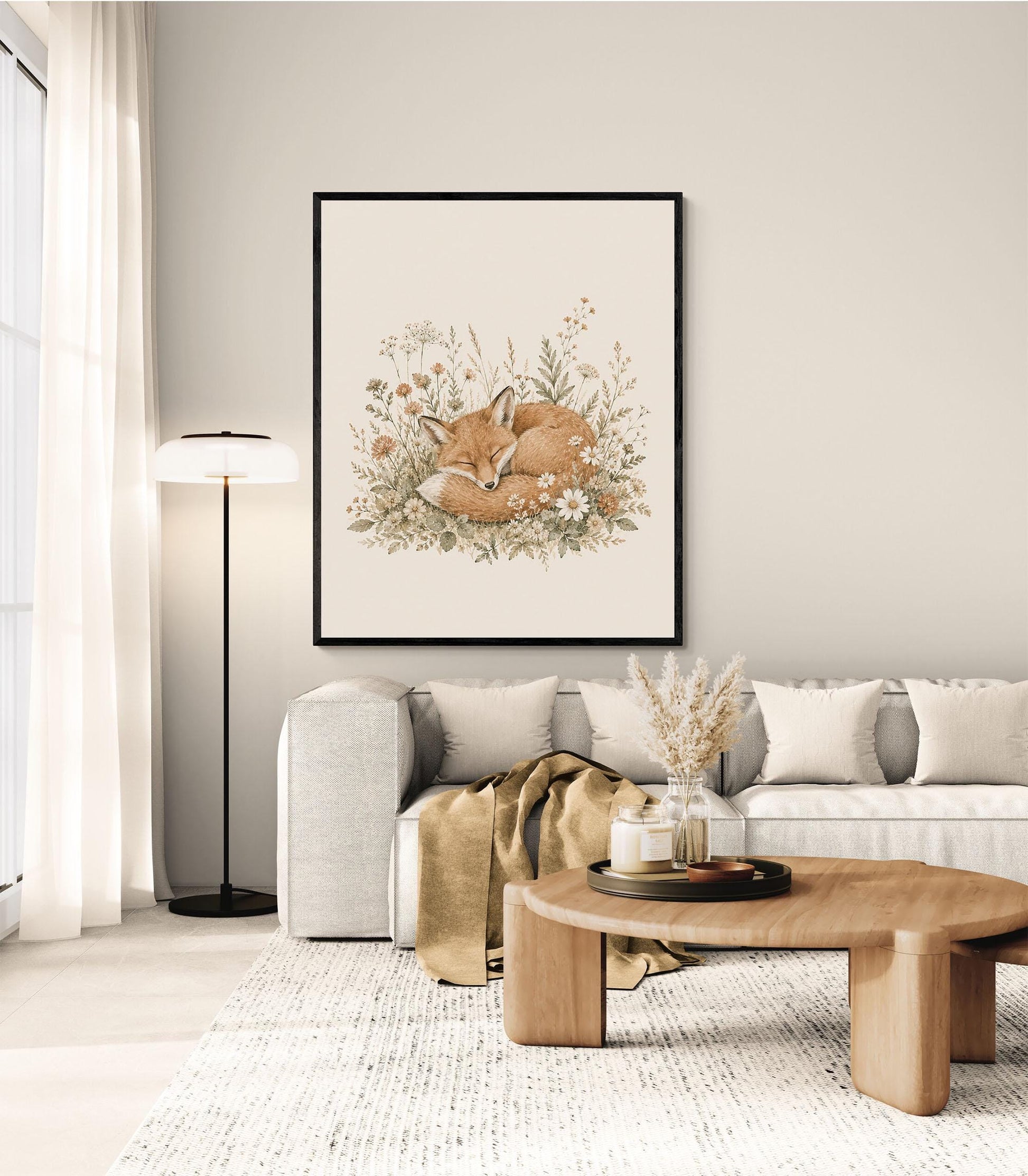 Sleeping Fox Nursery Wall Art Print | Children’s Home Decor | Woodland Animal | Forest | Boy | Kids | Girl | Cottage Core | Family Artwork