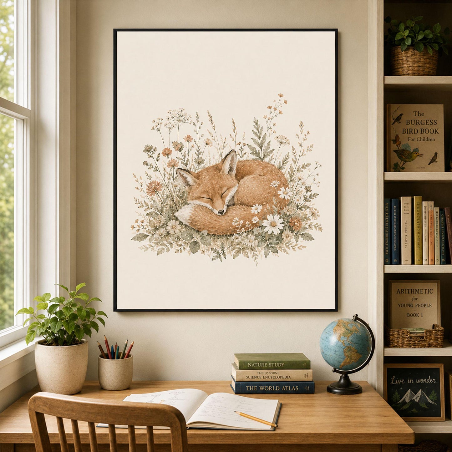 Sleeping Fox Nursery Wall Art Print | Children’s Home Decor | Woodland Animal | Forest | Boy | Kids | Girl | Cottage Core | Family Artwork