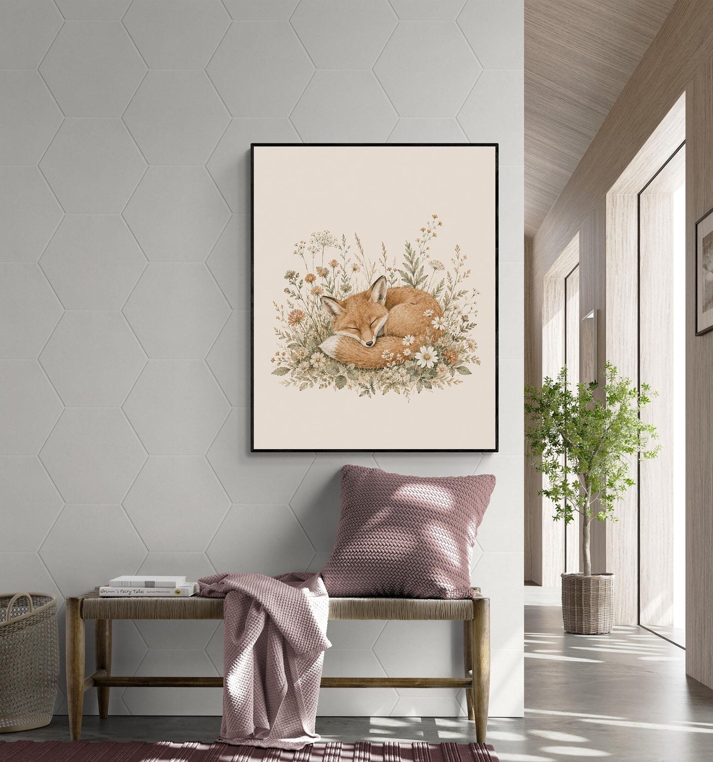 Sleeping Fox Nursery Wall Art Print | Children’s Home Decor | Woodland Animal | Forest | Boy | Kids | Girl | Cottage Core | Family Artwork