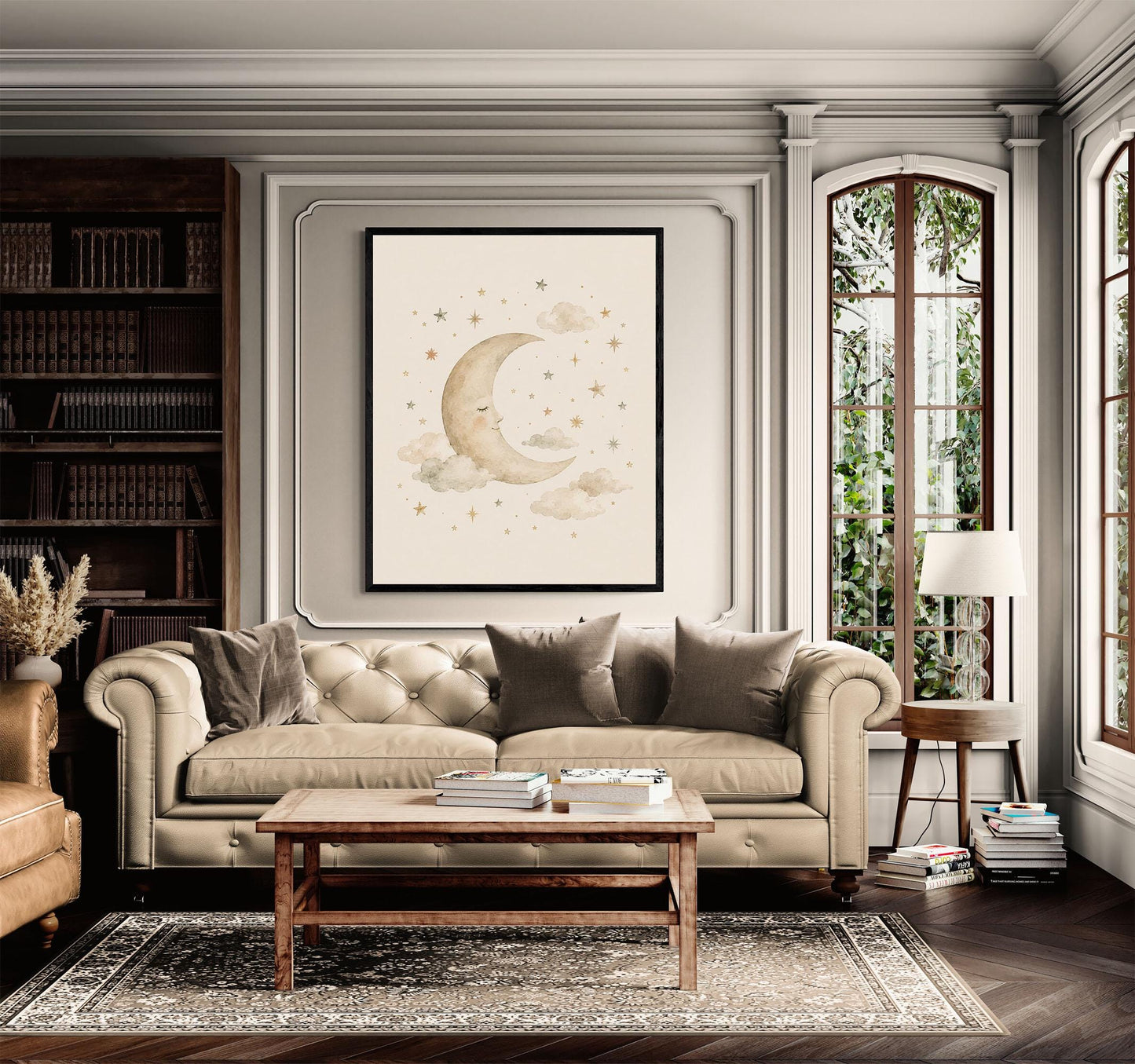 Sleeping Stars And Moon Nursery Wall Art Print | Children’s Home Decor | Night Sky | For Boy | Kids | Girl | Cottage Core | Family Artwork