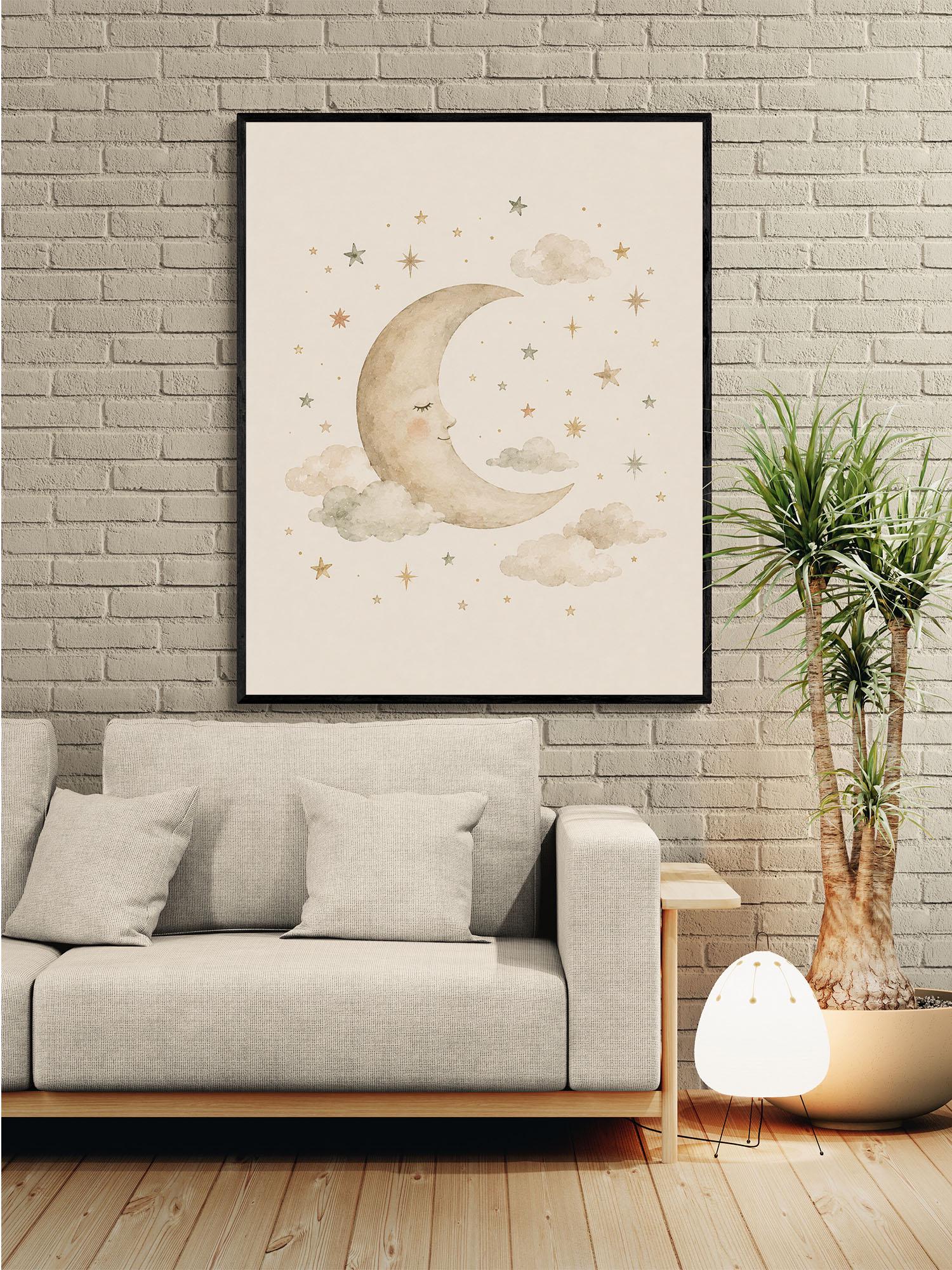 Sleeping Stars And Moon Nursery Wall Art Print | Children’s Home Decor | Night Sky | For Boy | Kids | Girl | Cottage Core | Family Artwork