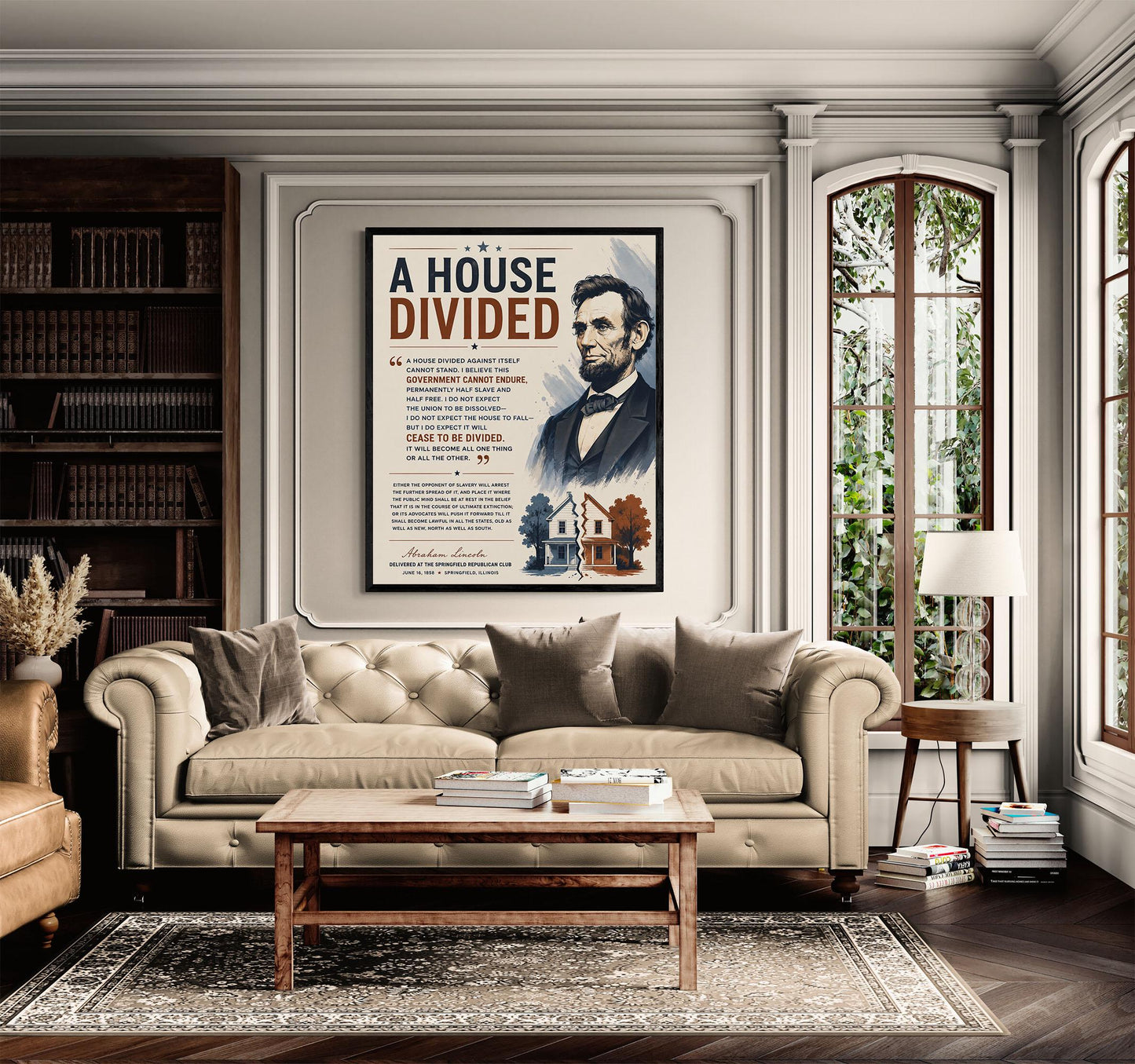 Abraham Lincoln House Divided Speech Wall Art Print | American Civil War | Historical Americana | Vintage Patriotic Home Decor
