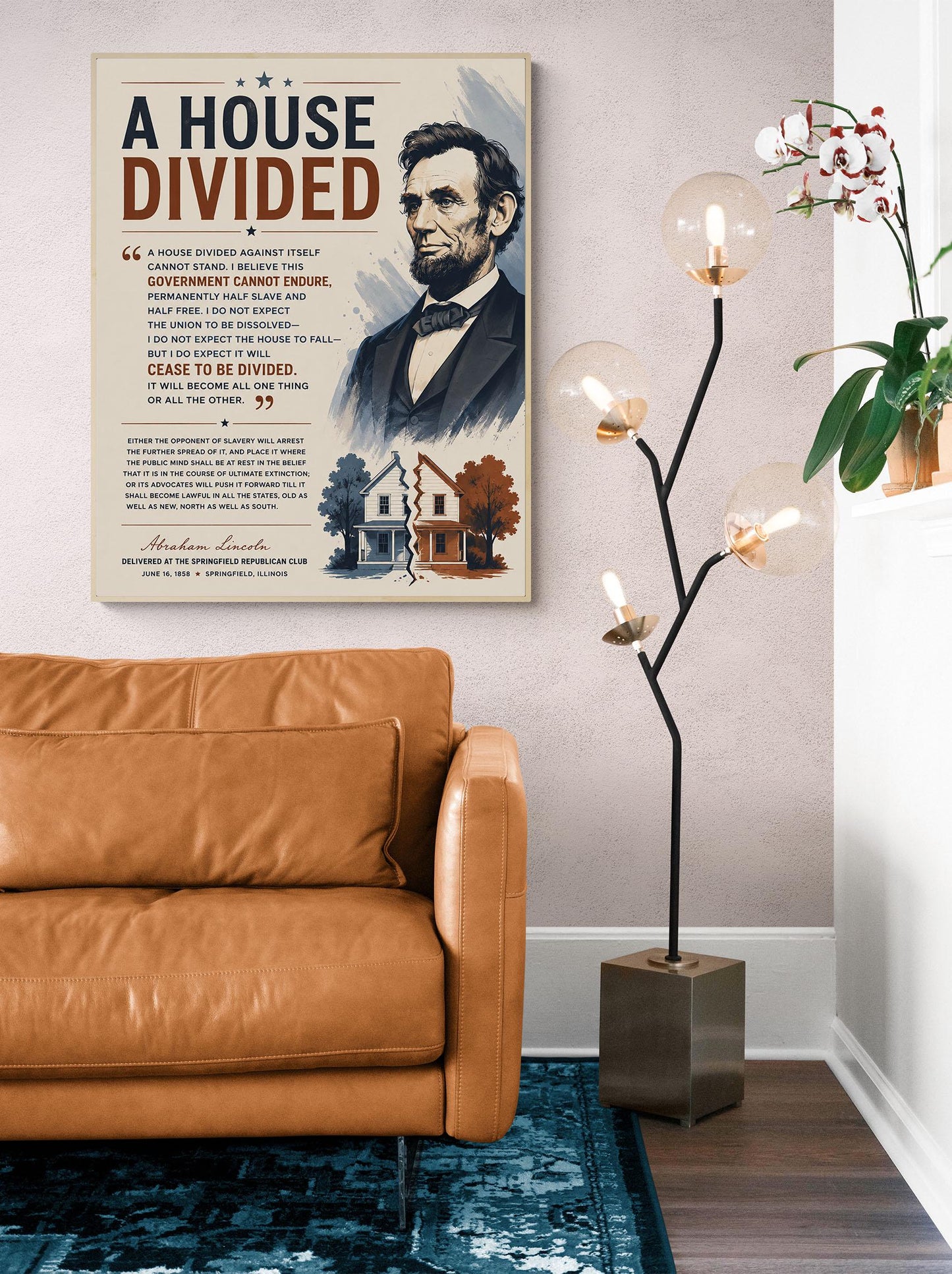 Abraham Lincoln House Divided Speech Wall Art Print | American Civil War | Historical Americana | Vintage Patriotic Home Decor