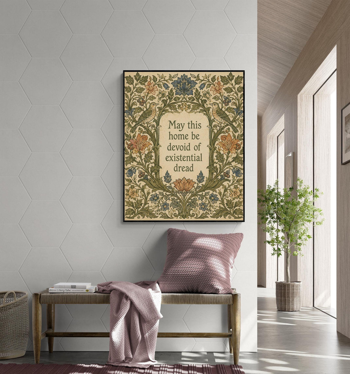 May This Home Be Devoid Of Existential Dread Art Print | Inspirational Wall Artwork | Living Room | Home Decor Gift | William Morris Poster