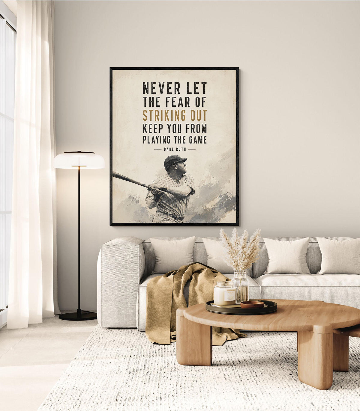 Never Let The Fear Of Striking Out Wall Art Print | Keep You From Playing The Game | Babe Ruth Quote | Sport | Living Room | Baseball Poster