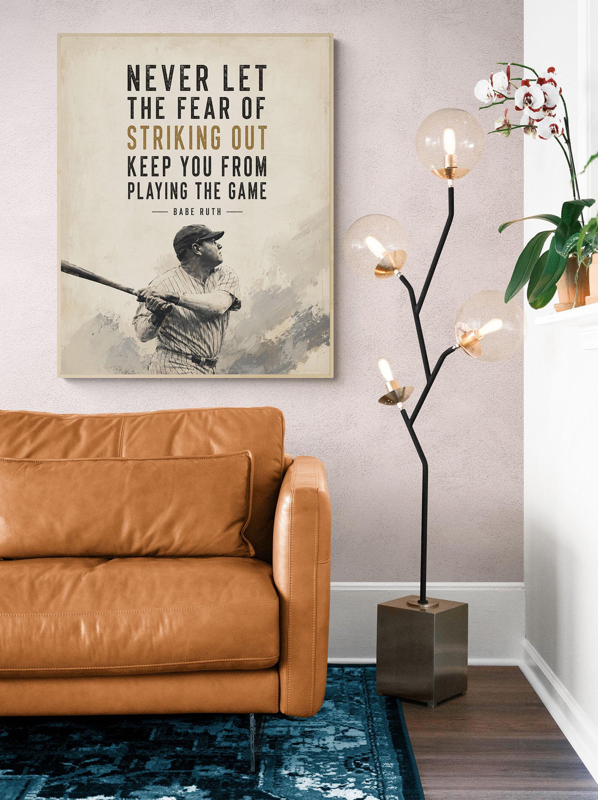 Never Let The Fear Of Striking Out Wall Art Print | Keep You From Playing The Game | Babe Ruth Quote | Sport | Living Room | Baseball Poster