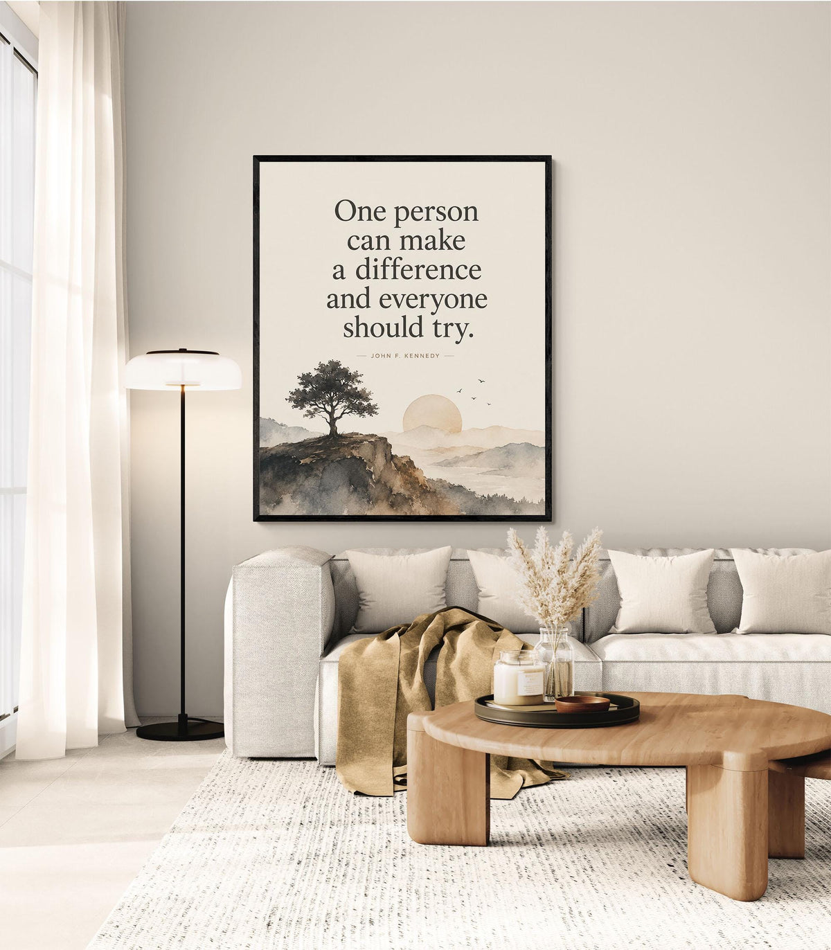 One Person Can Make A Difference Wall Art Print | JFK Quote | Typography | Inspirational Home Decor | History Poster