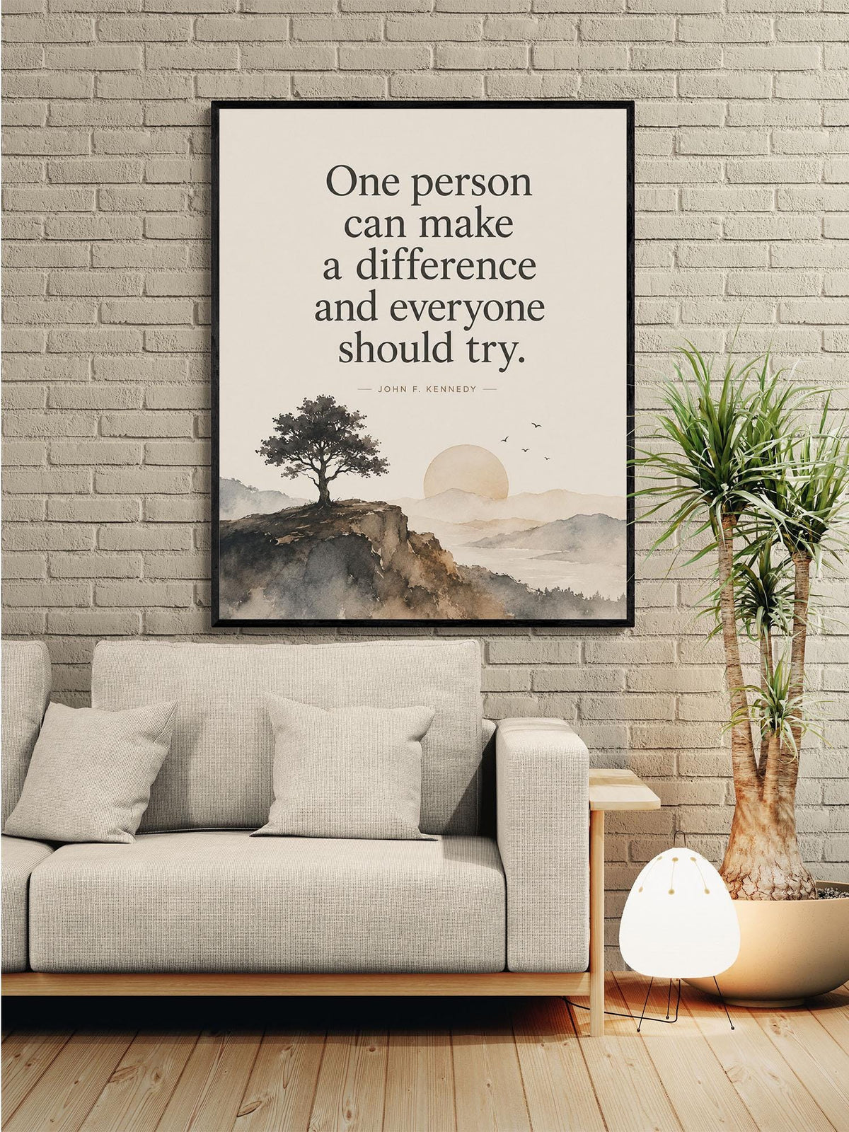 One Person Can Make A Difference Wall Art Print | JFK Quote | Typography | Inspirational Home Decor | History Poster