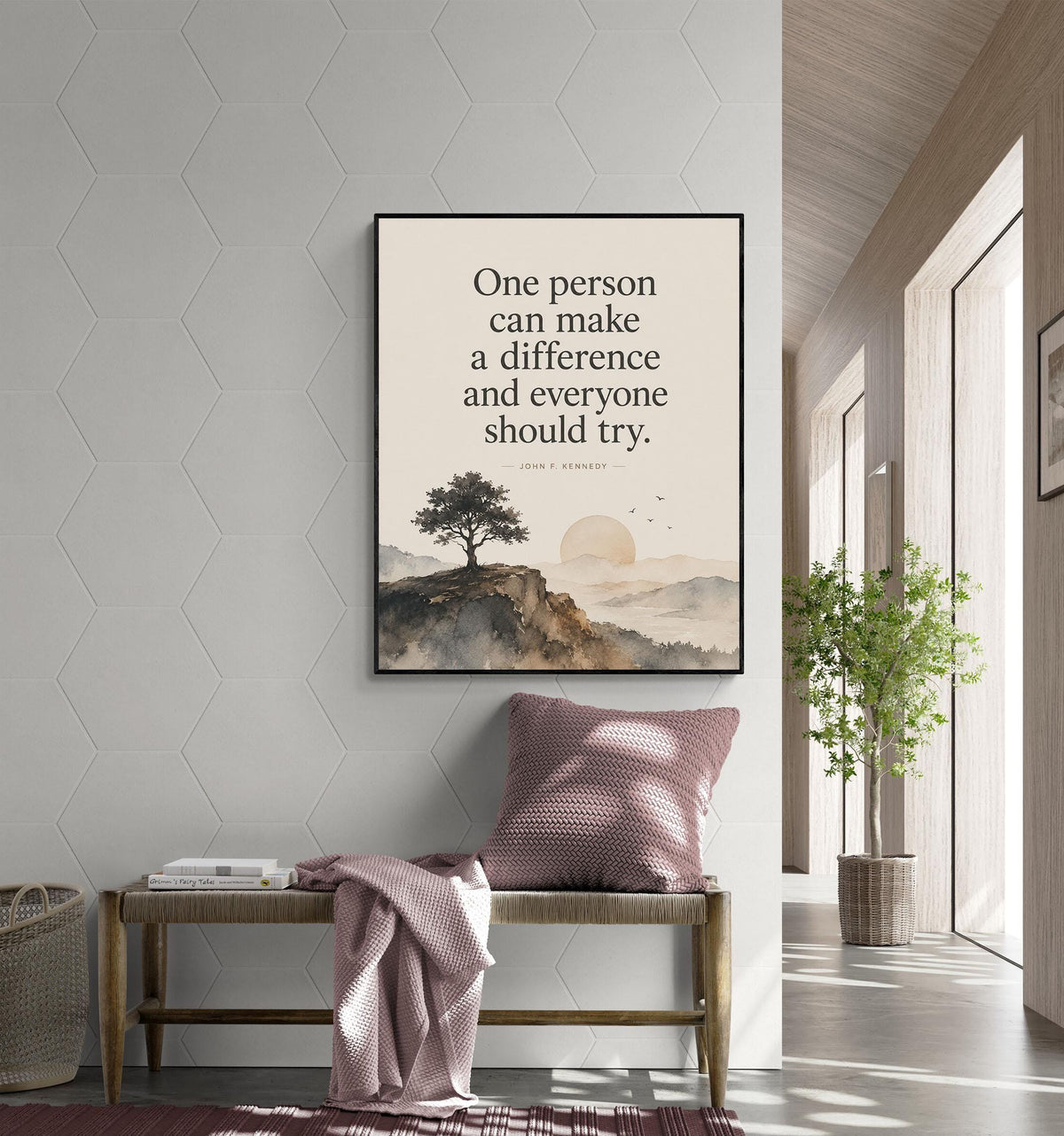 One Person Can Make A Difference Wall Art Print | JFK Quote | Typography | Inspirational Home Decor | History Poster
