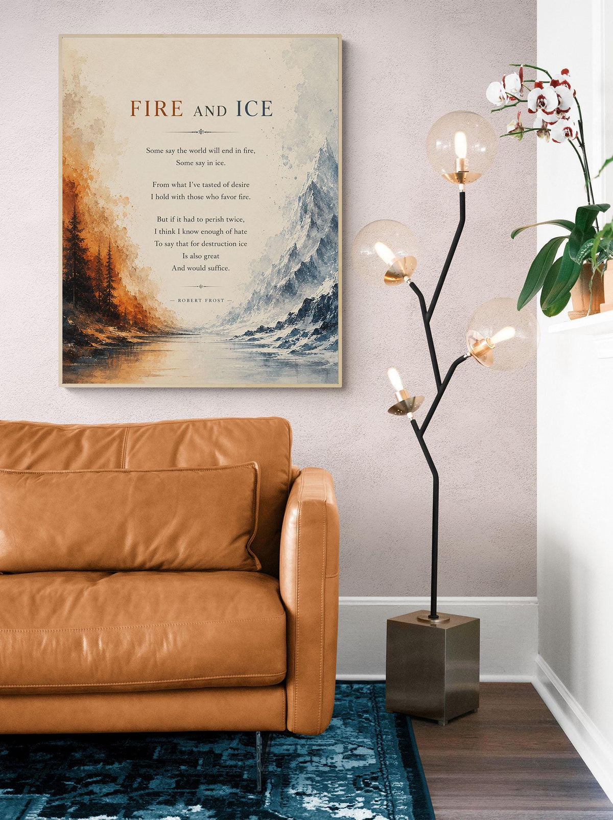 Fire and Ice Poem Wall Art Print | Robert Frost Quote | The World Will End In Fire | Literary Book | Landscape | Home Decor Poster