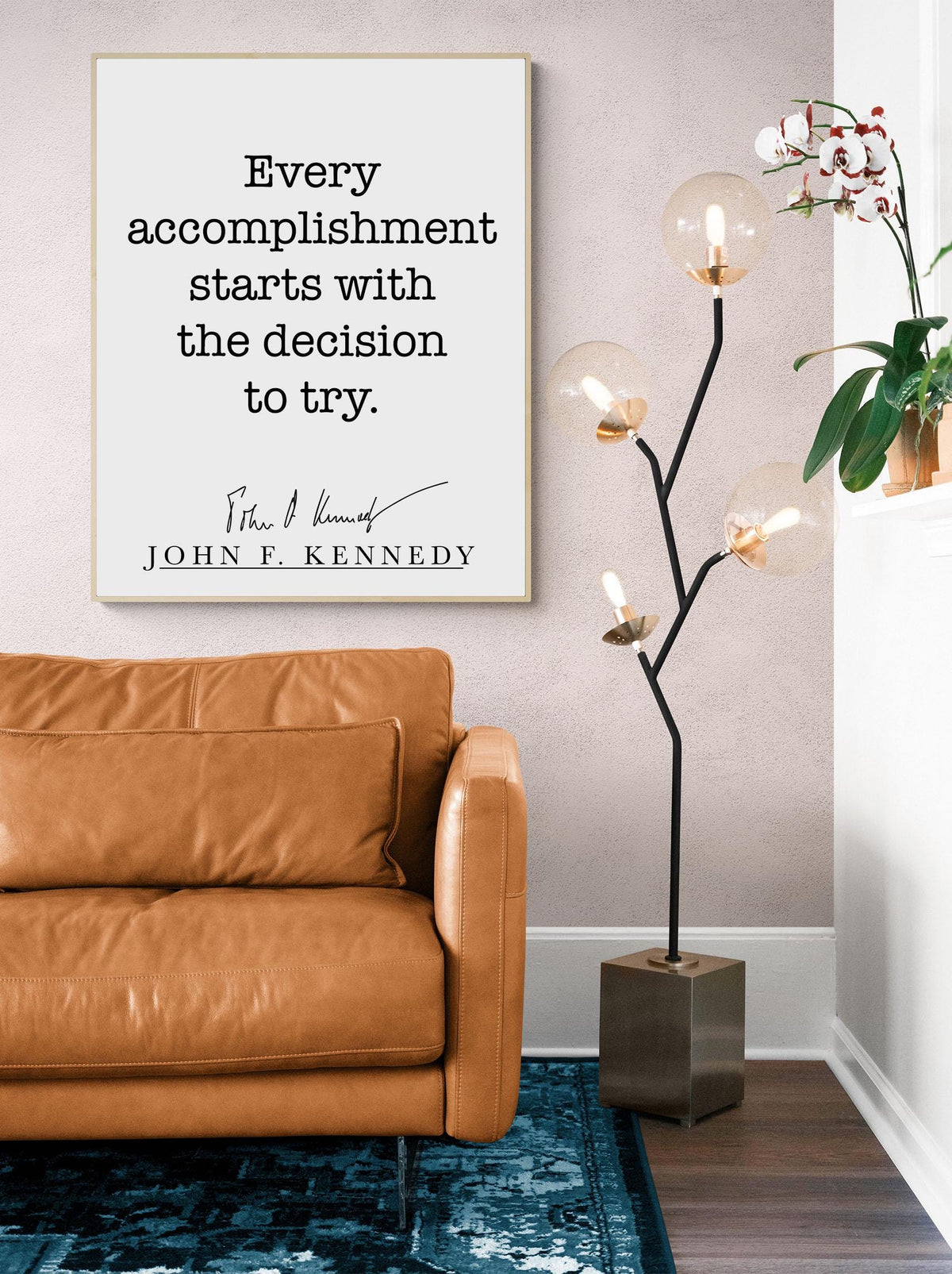 John F Kennedy Quote Art Print | Every Accomplishment Starts With The Decision To Try | Home Decor | Living Room | JFK | History Poster