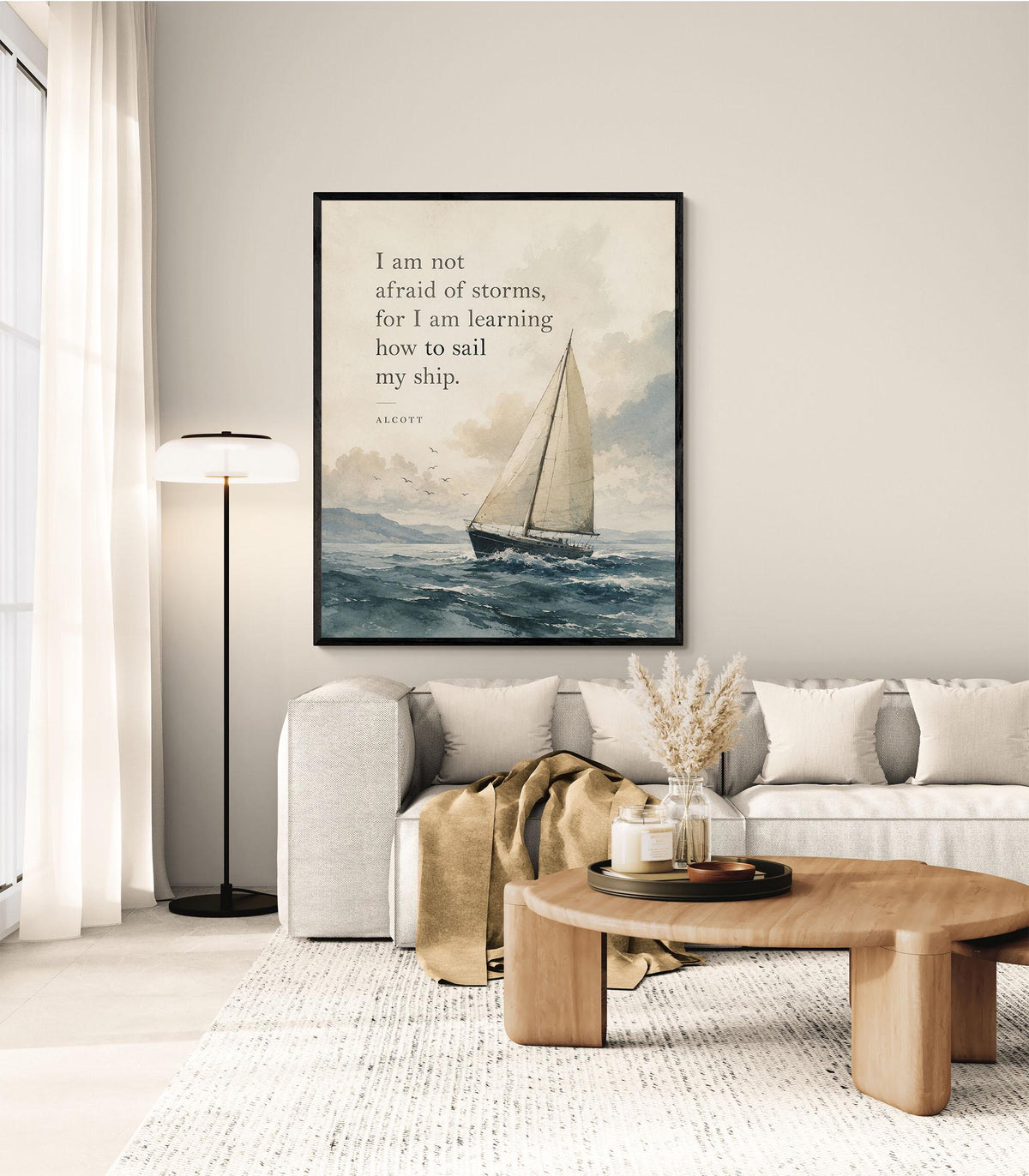 I Am Not Afraid Of Storms Wall Art Print | Louisa May Alcott Quote | Little Women | Children's Home Decor | Literary | Nursery Poster