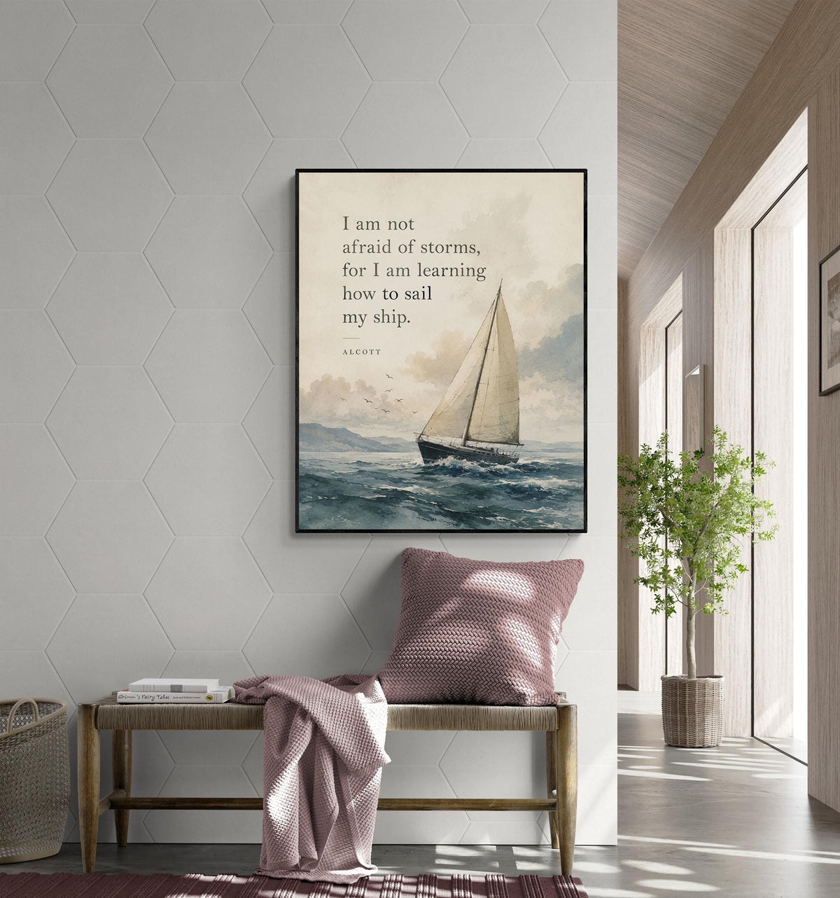 I Am Not Afraid Of Storms Wall Art Print | Louisa May Alcott Quote | Little Women | Children's Home Decor | Literary | Nursery Poster