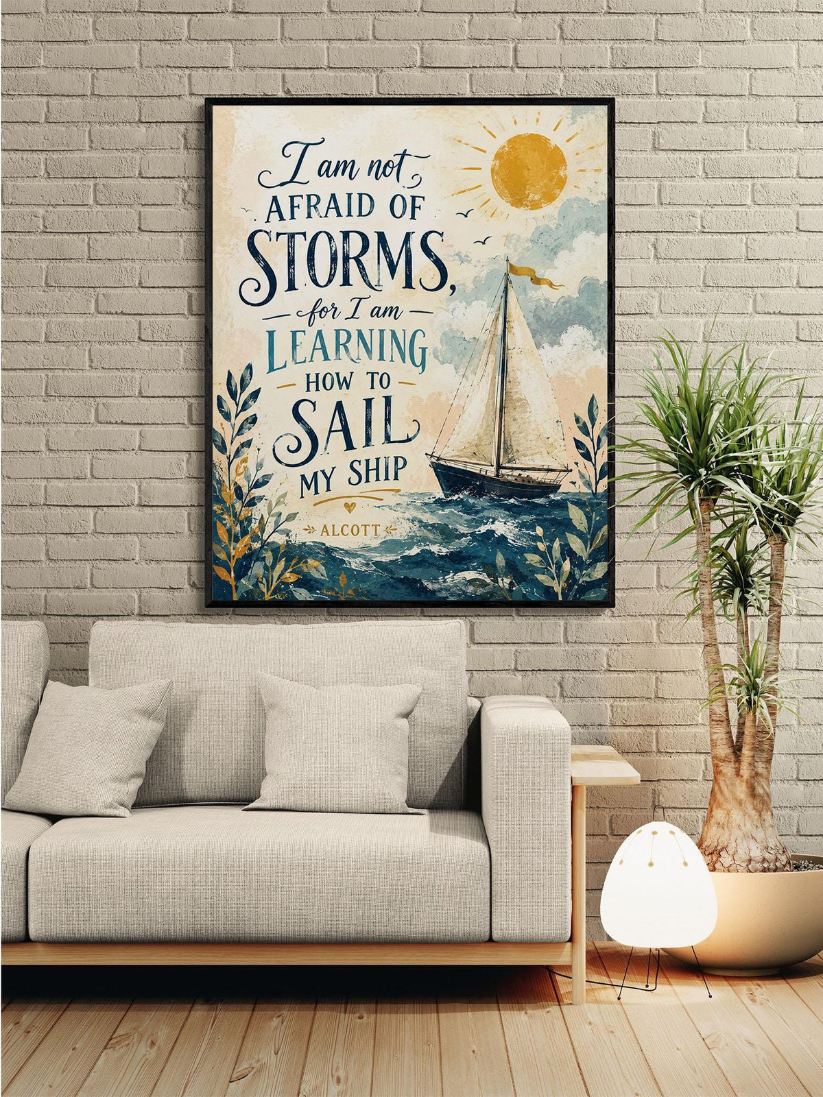 I Am Not Afraid Of Storms Wall Art Print | Louisa May Alcott Quote | Little Women | Children's Home Decor | Literary | Nursery Sail Poster