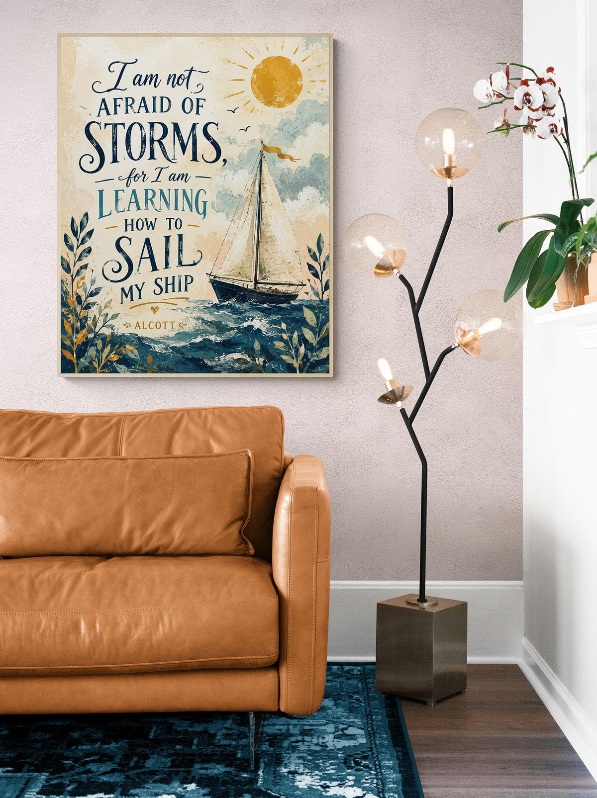 I Am Not Afraid Of Storms Wall Art Print | Louisa May Alcott Quote | Little Women | Children's Home Decor | Literary | Nursery Sail Poster
