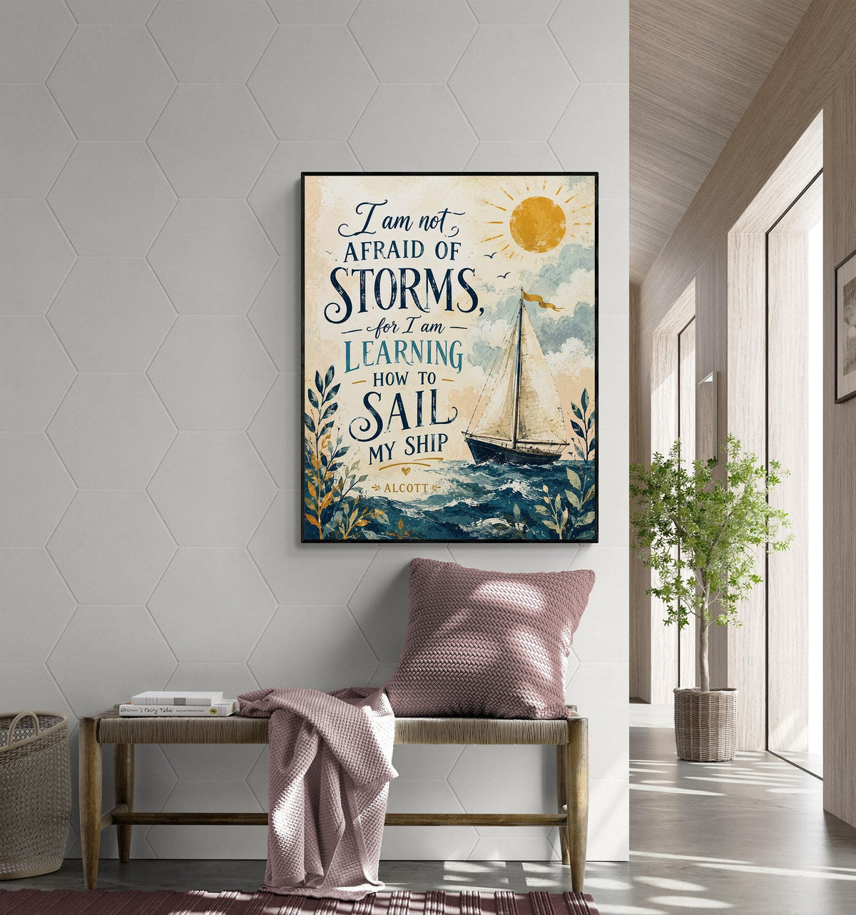 I Am Not Afraid Of Storms Wall Art Print | Louisa May Alcott Quote | Little Women | Children's Home Decor | Literary | Nursery Sail Poster