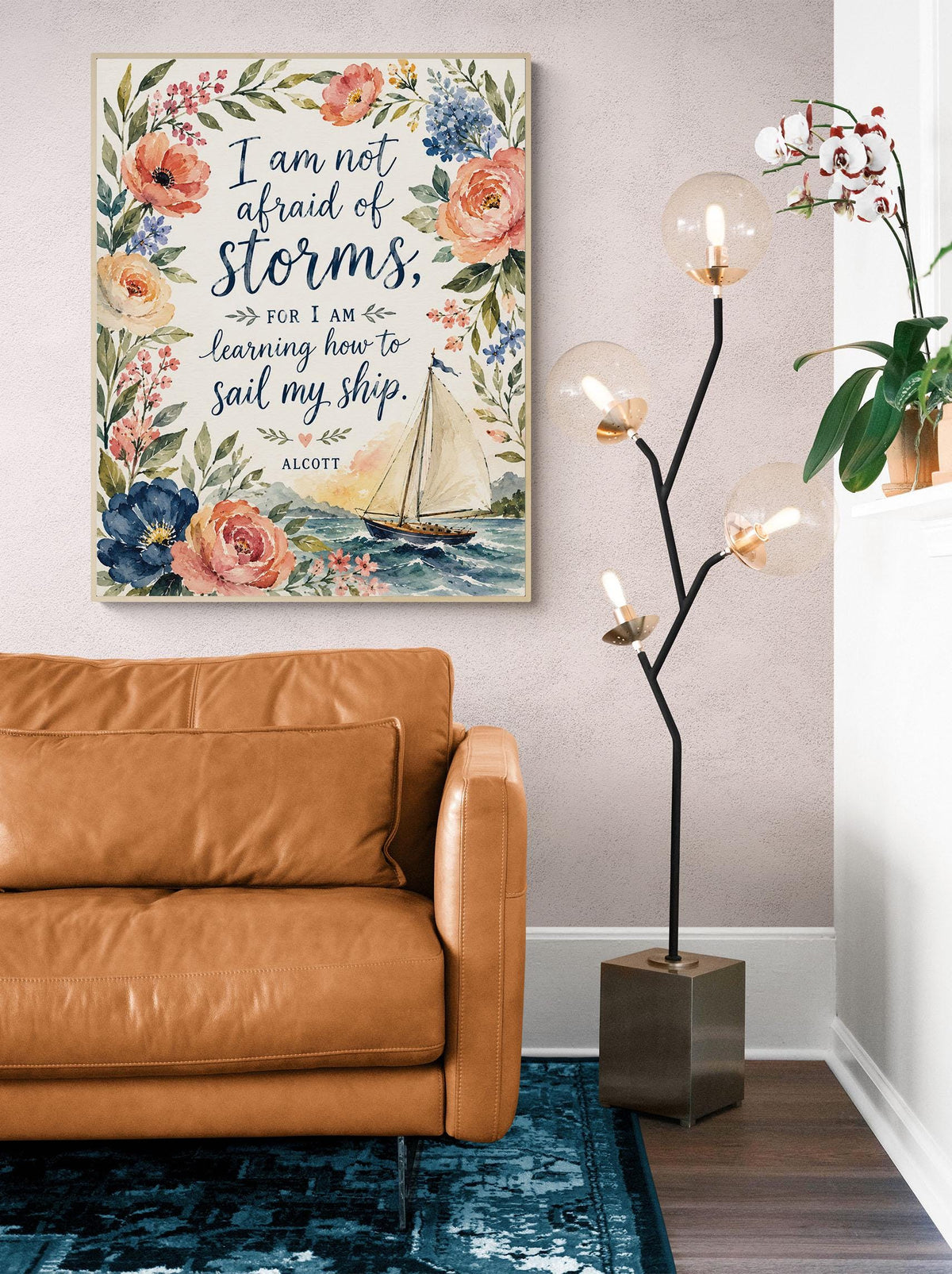 I Am Not Afraid Of Storms Wall Art Print | Louisa May Alcott Quote | Little Women | Children's Home Decor | Literary | Nursery Floral Gift