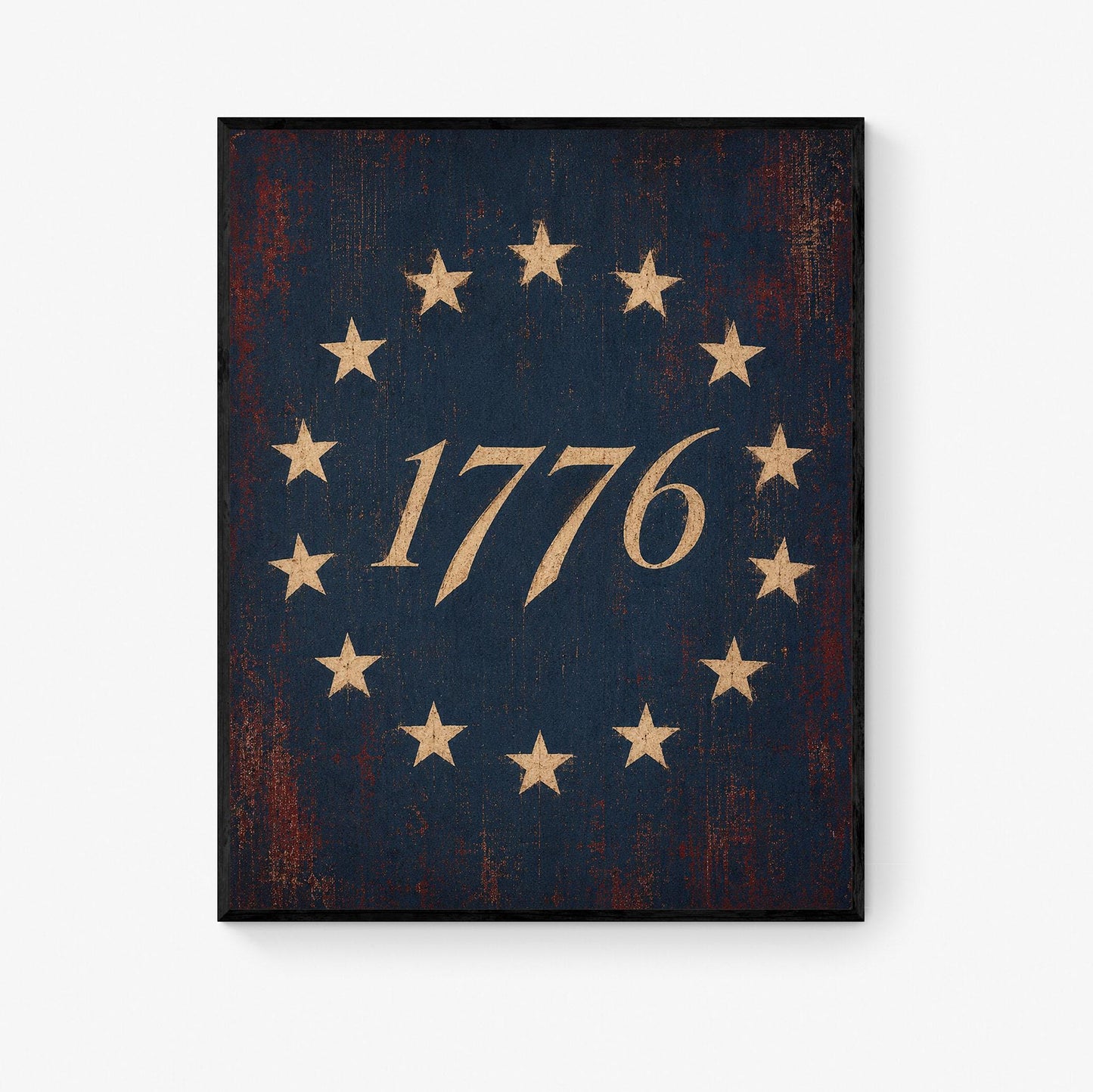 1776 Betsy Ross Flag Patriotic Art Print | Vintage Americana Independence Day Home Decor | Revolutionary War | Rustic 4th of July Artwork
