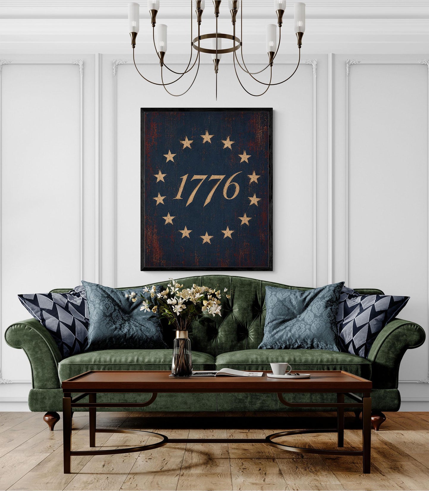 1776 Betsy Ross Flag Patriotic Art Print | Vintage Americana Independence Day Home Decor | Revolutionary War | Rustic 4th of July Artwork