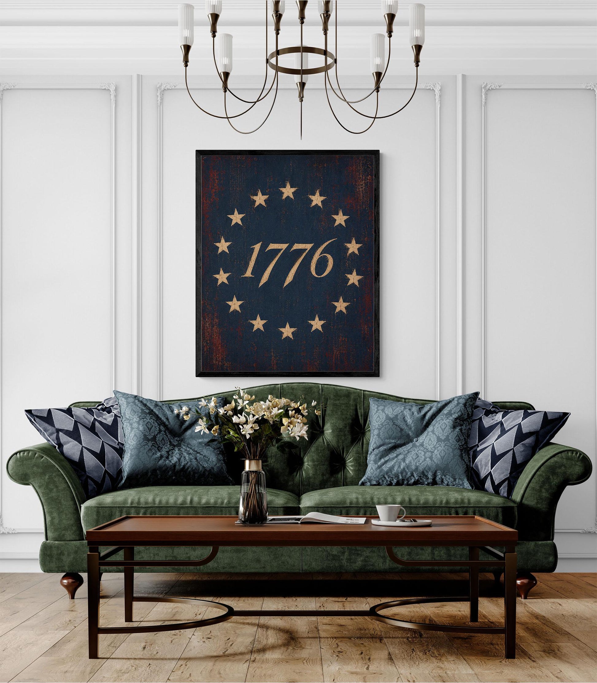 1776 Betsy Ross Flag Patriotic Art Print | Vintage Americana Independence Day Home Decor | Revolutionary War | Rustic 4th of July Artwork