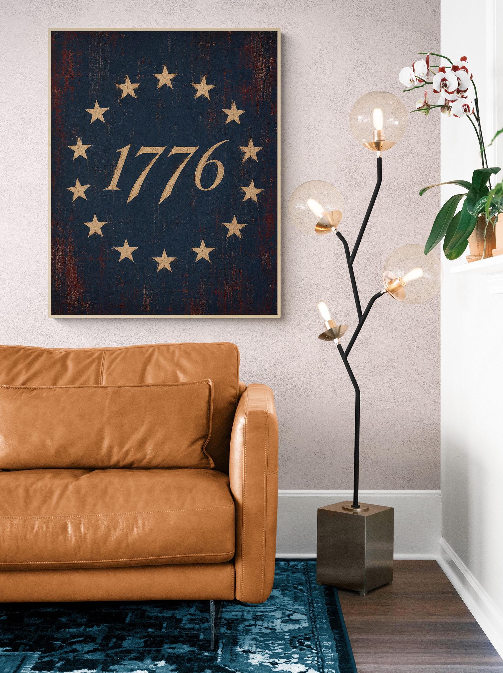 1776 Betsy Ross Flag Patriotic Art Print | Vintage Americana Independence Day Home Decor | Revolutionary War | Rustic 4th of July Artwork