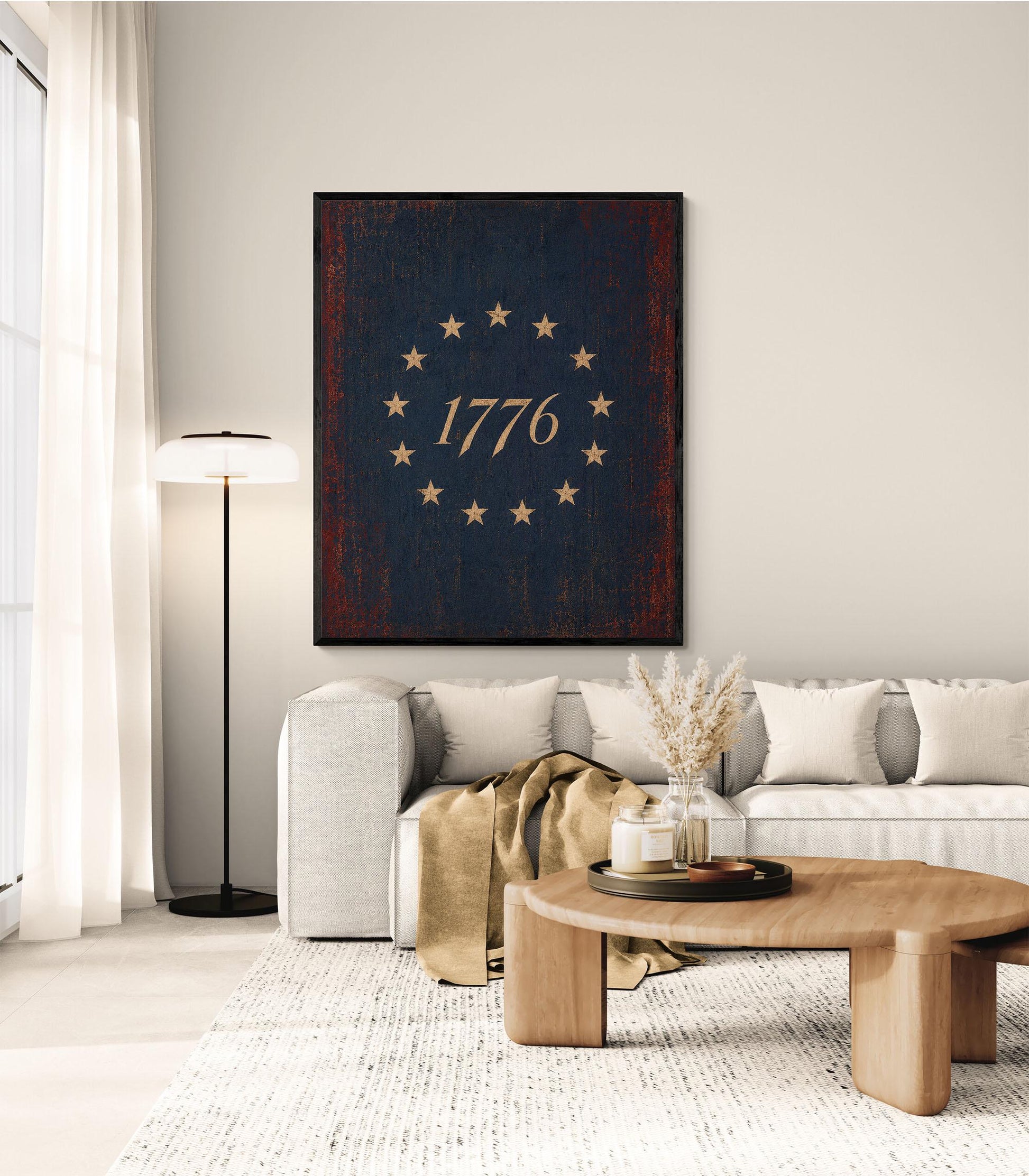 1776 Americana Wall Art Print, Betsy Ross Flag Inspired Home Decor, Patriotic Colonial Artwork, Vintage American History Gift
