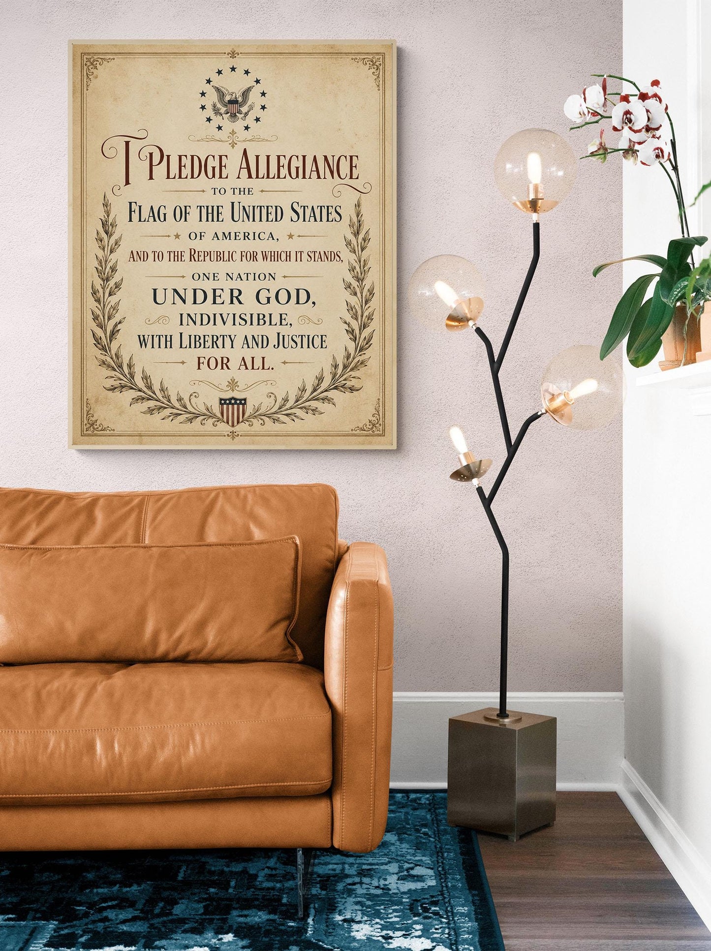 Pledge of Allegiance Art Print | Vintage Americana Independence Day Home Decor | Constitution | Rustic 4th of July | School Artwork