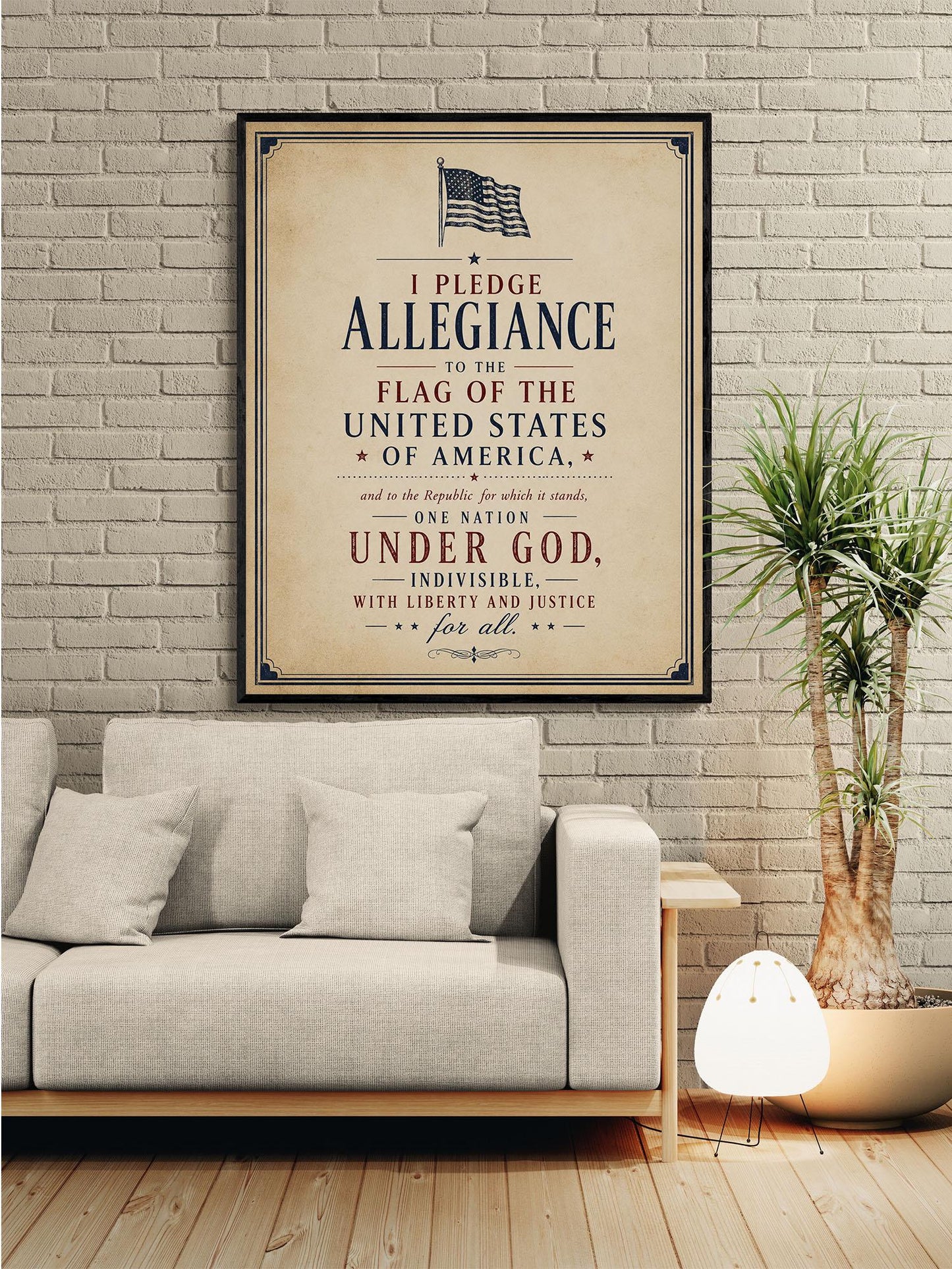Pledge of Allegiance Wall Art Print | Patriotic Classroom Decor | Vintage Americana Typography | American History Home School Artwork
