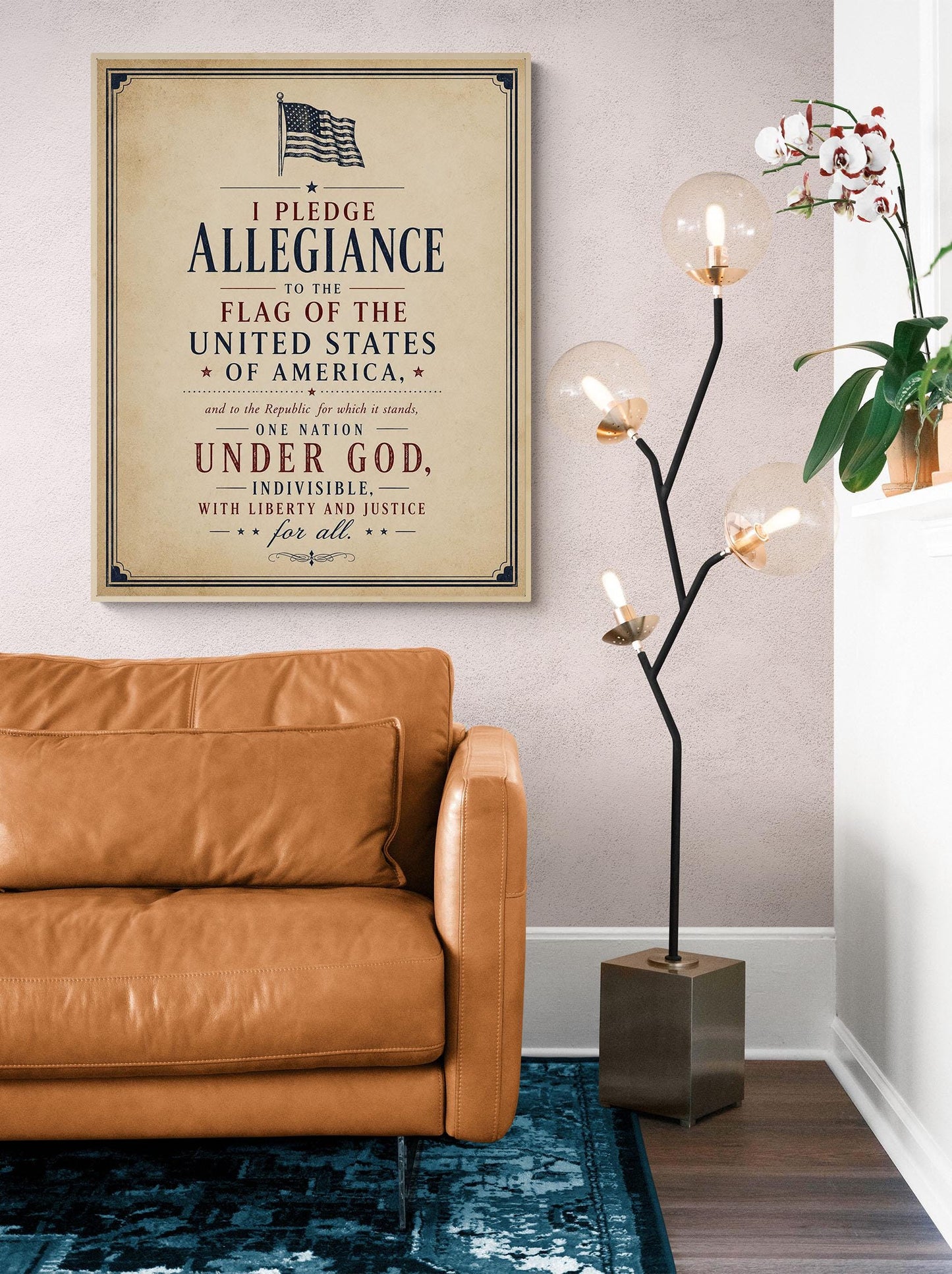 Pledge of Allegiance Wall Art Print | Patriotic Classroom Decor | Vintage Americana Typography | American History Home School Artwork