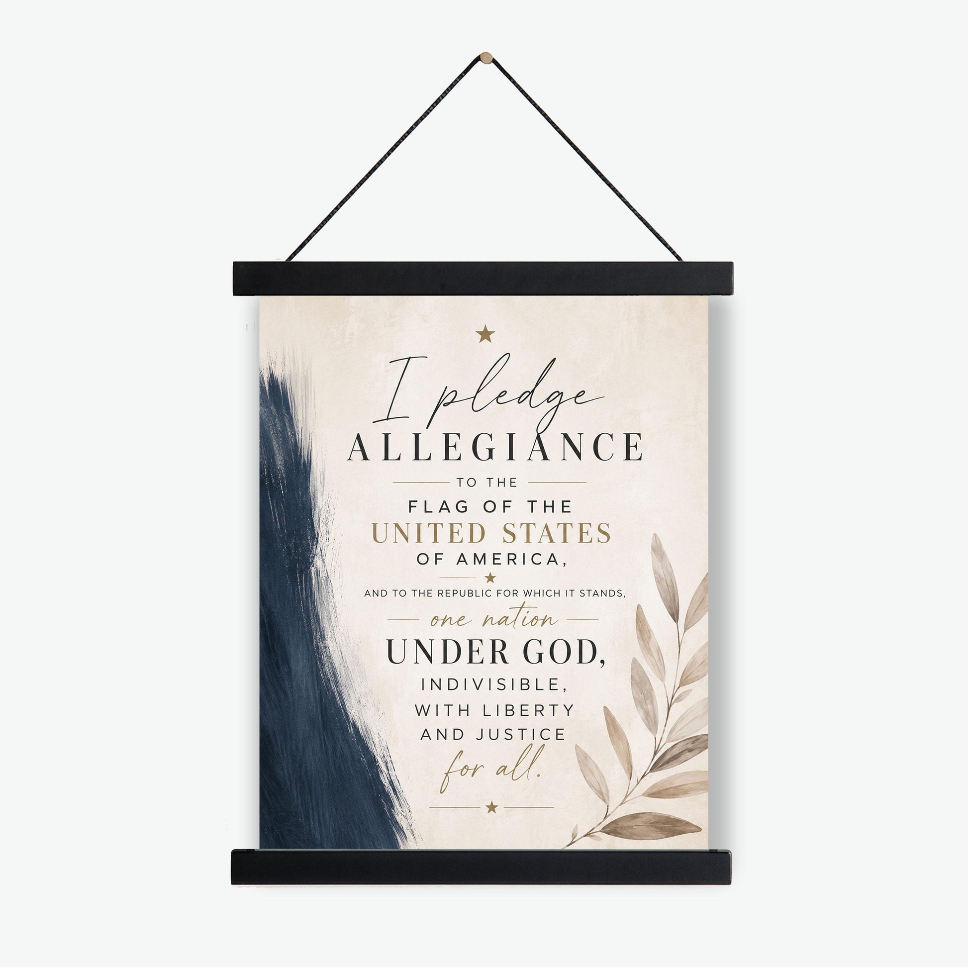 Pledge of Allegiance Wall Art Print | Neutral Patriotic Decor | Modern Americana Typography | Faith and Liberty Home Decor