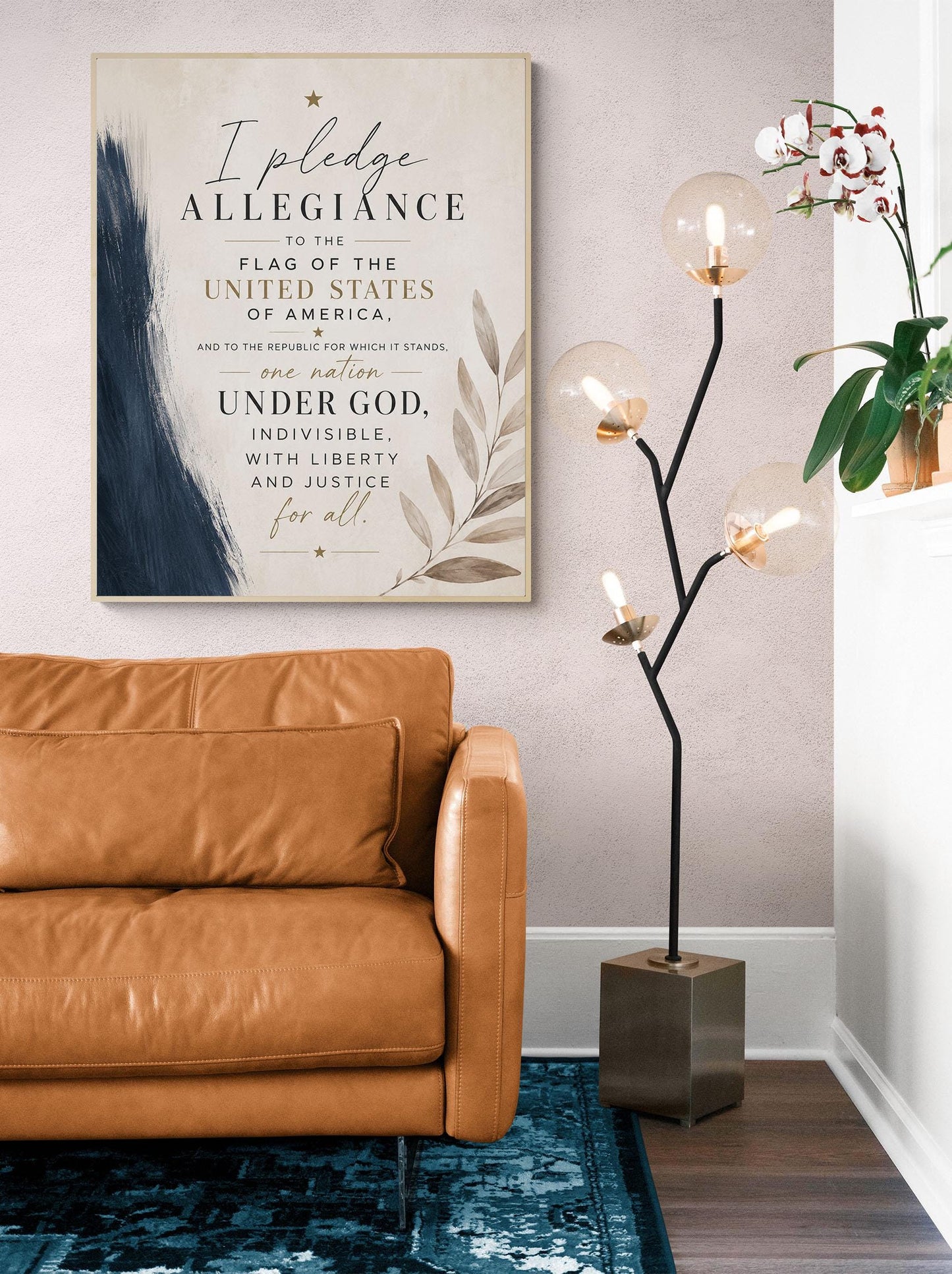 Pledge of Allegiance Wall Art Print | Neutral Patriotic Decor | Modern Americana Typography | Faith and Liberty Home Decor