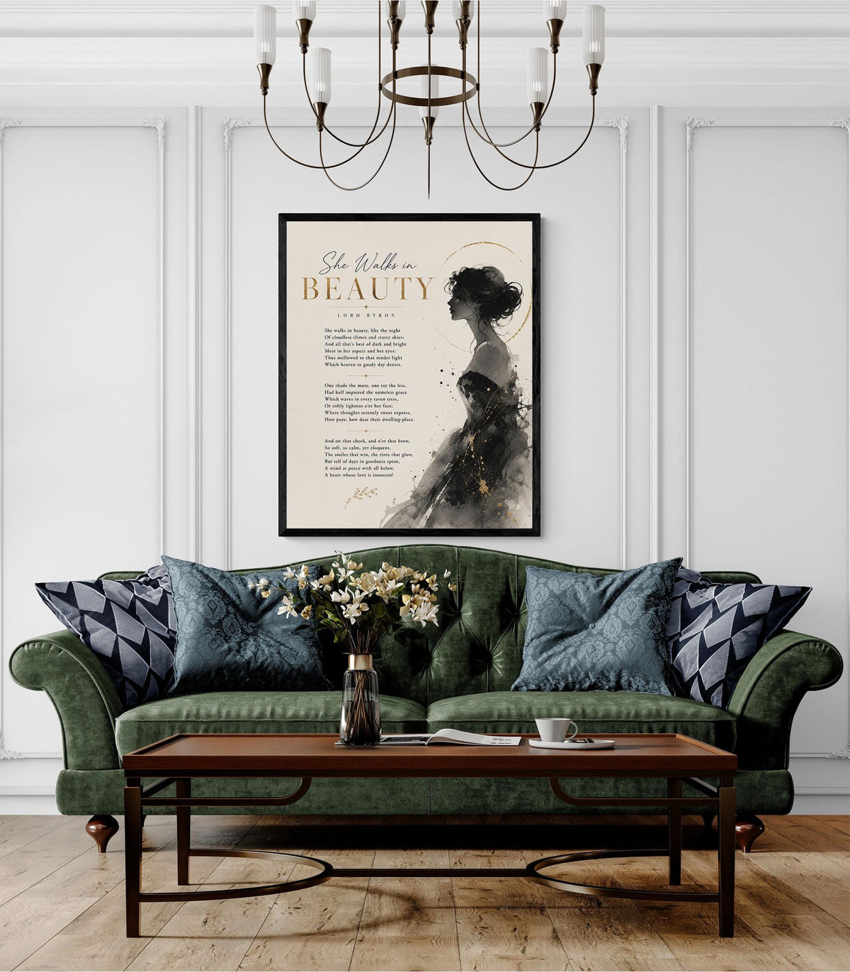 She Walks in Beauty Art Print | Lord Byron Poetry Print | Minimalist Literary Wall Art | Romantic Book Lover Gift