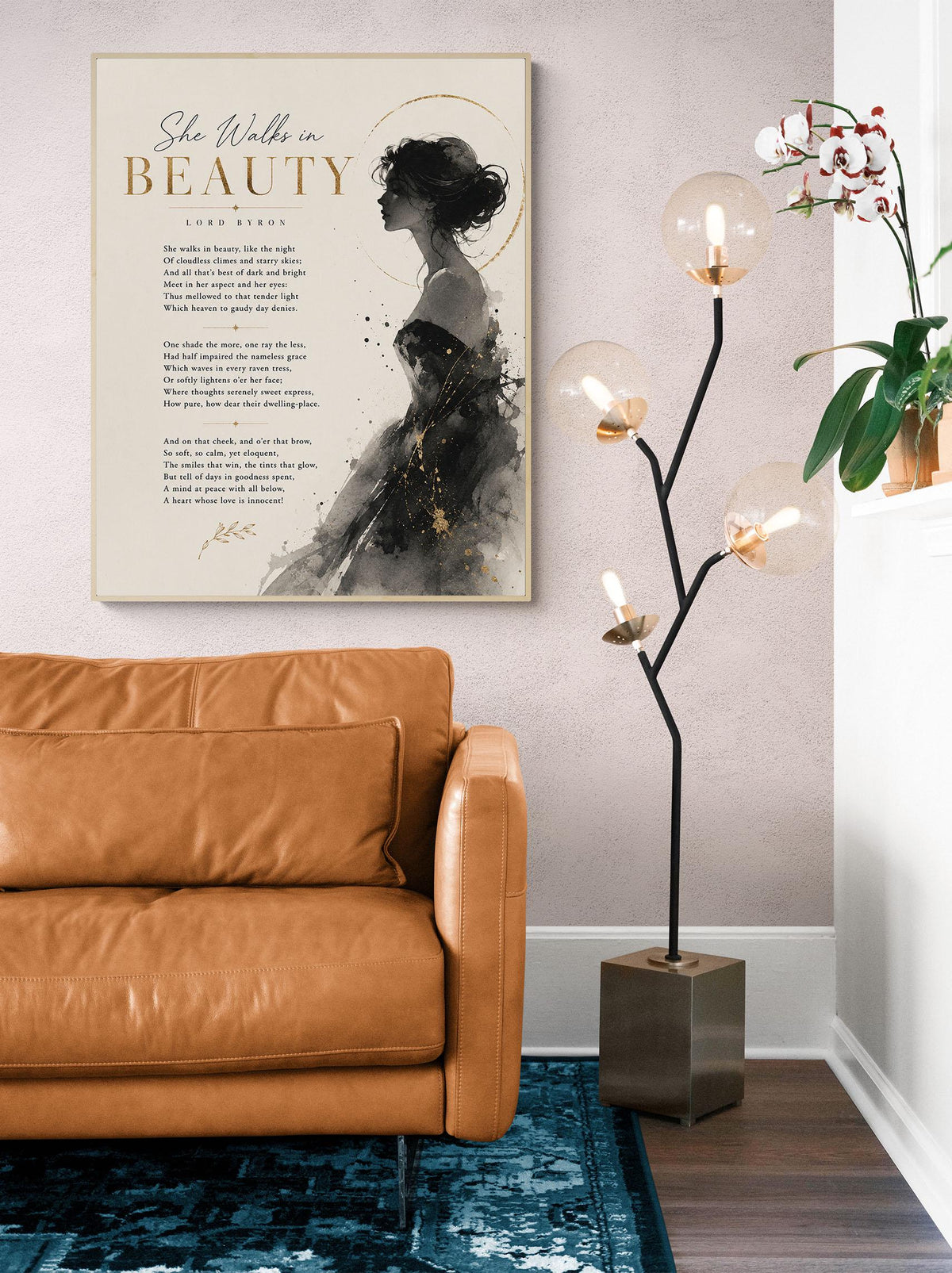 She Walks in Beauty Art Print | Lord Byron Poetry Print | Minimalist Literary Wall Art | Romantic Book Lover Gift