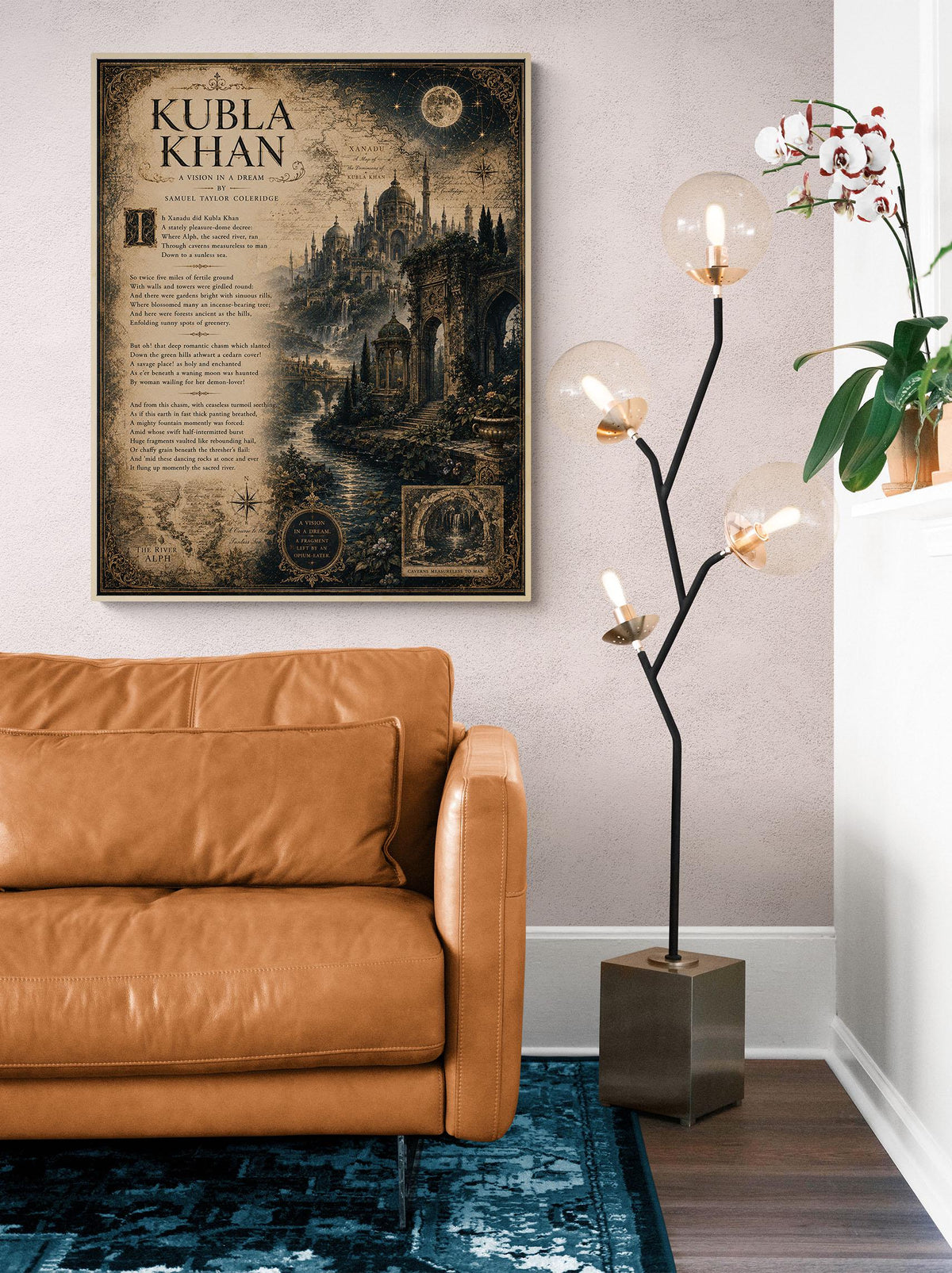 Kubla Khan Art Print | Samuel Taylor Coleridge Poem | Dark Academia Literary Wall Art | Gothic Library Decor