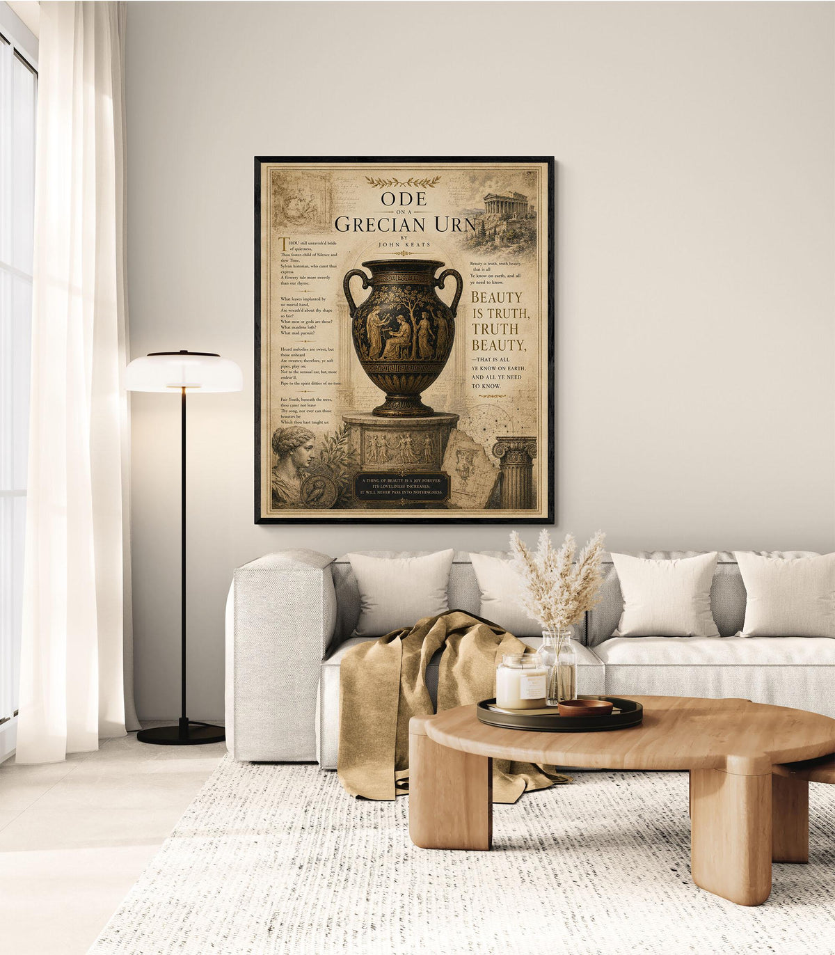 Ode on a Grecian Urn Print by John Keats | Classical Literature Wall Art | Greek Vase Poetry Decor | Dark Academia Gift