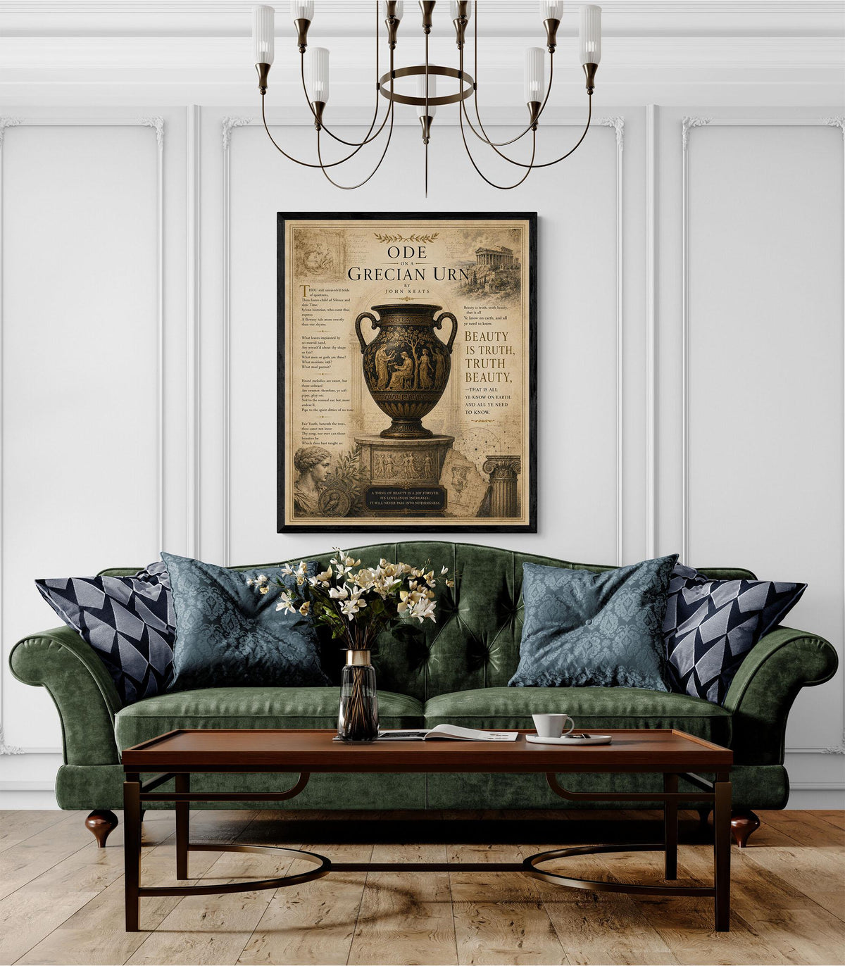 Ode on a Grecian Urn Print by John Keats | Classical Literature Wall Art | Greek Vase Poetry Decor | Dark Academia Gift