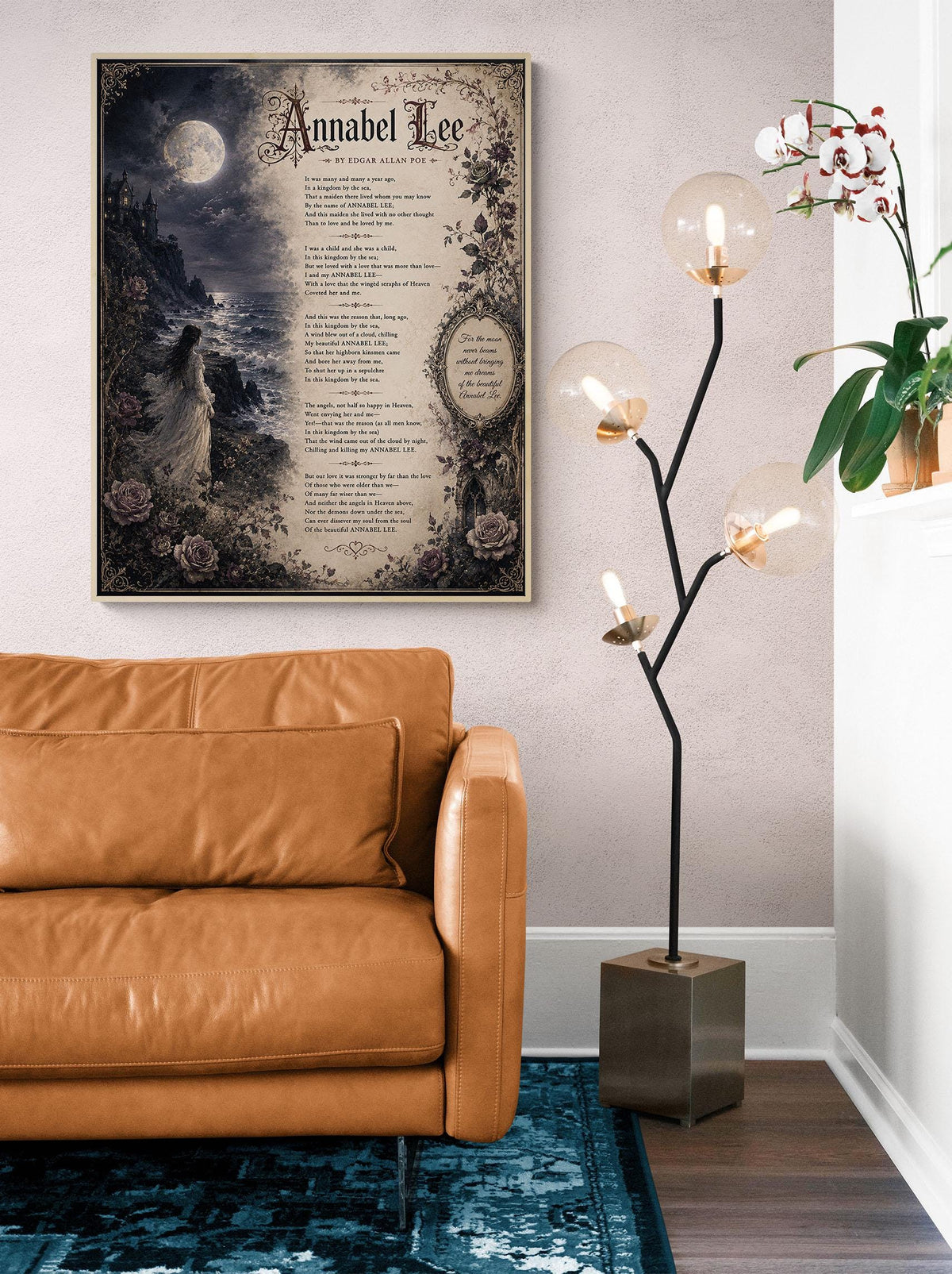 Annabel Lee Poem Print by Edgar Allan Poe | Gothic Romantic Wall Art | Dark Academia Literature Decor | Book Lover Gift