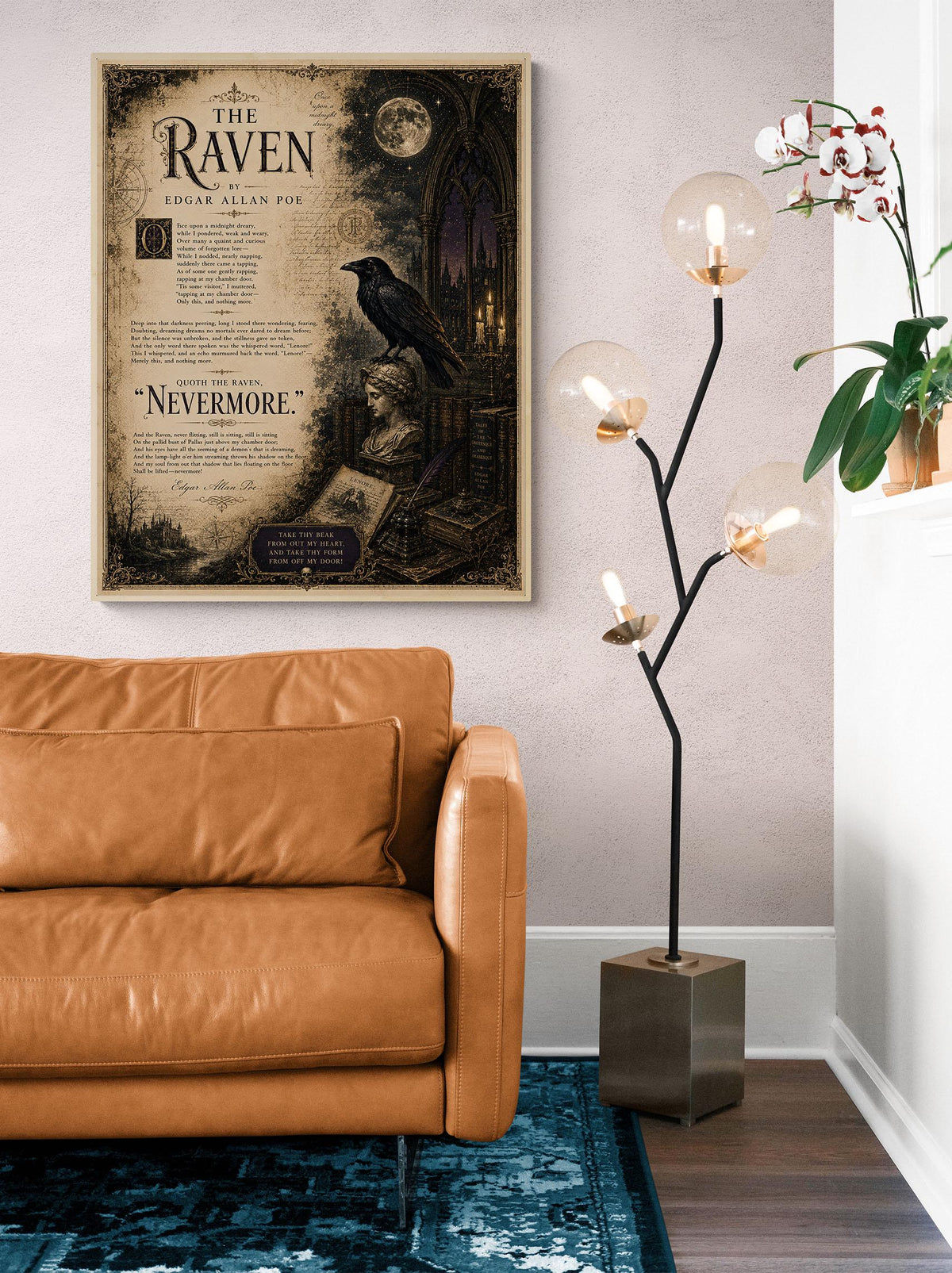 The Raven Print by Edgar Allan Poe | Gothic Literature Wall Art | Dark Academia Poem Decor | Raven Artwork | Book Lover Gift