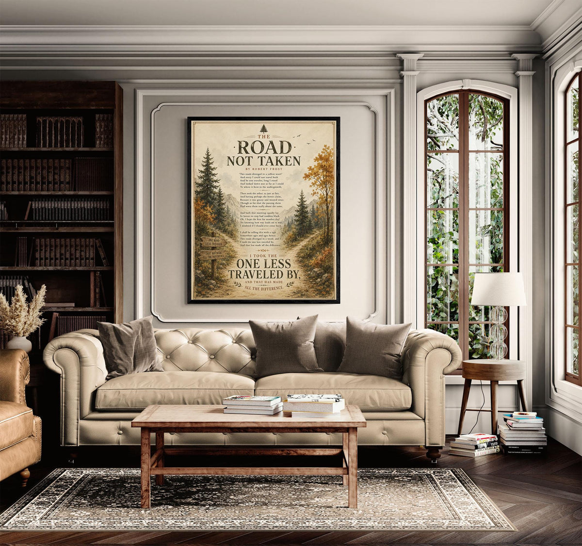 The Road Not Taken Print by Robert Frost | Inspirational Poem Wall Art | Rustic Landscape Literature Decor | Book Lover Gift