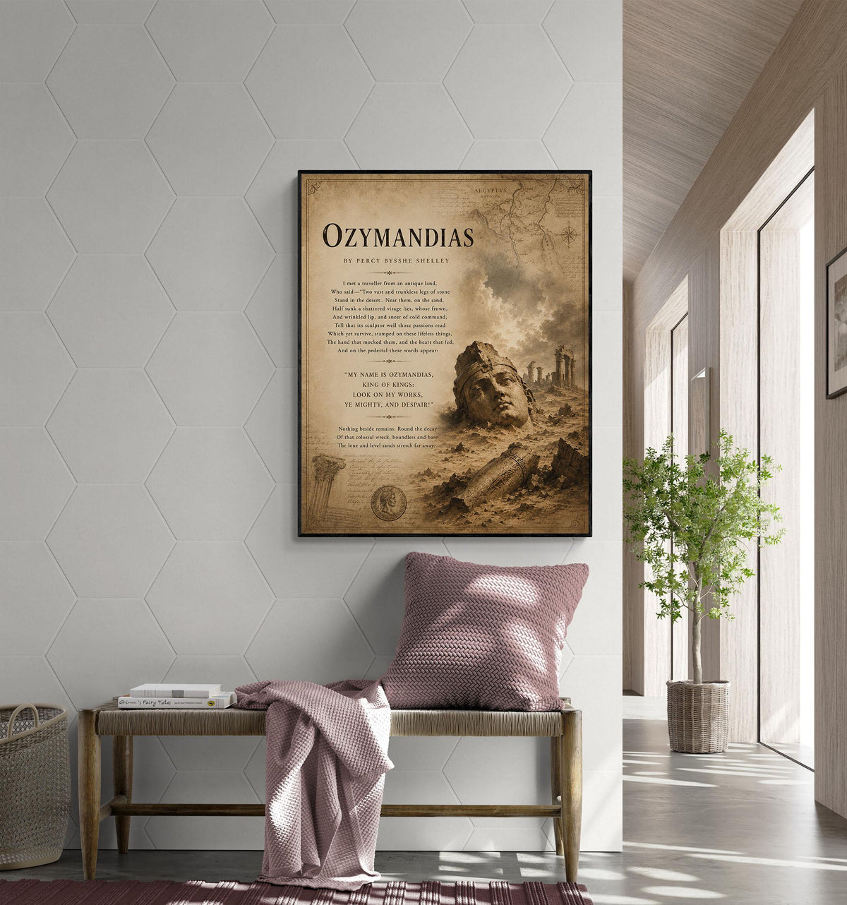 Ozymandias by Percy Bysshe Shelley Print | Classic Poetry Wall Art | Literary Decor | Ancient Egypt | Book Lover Gift