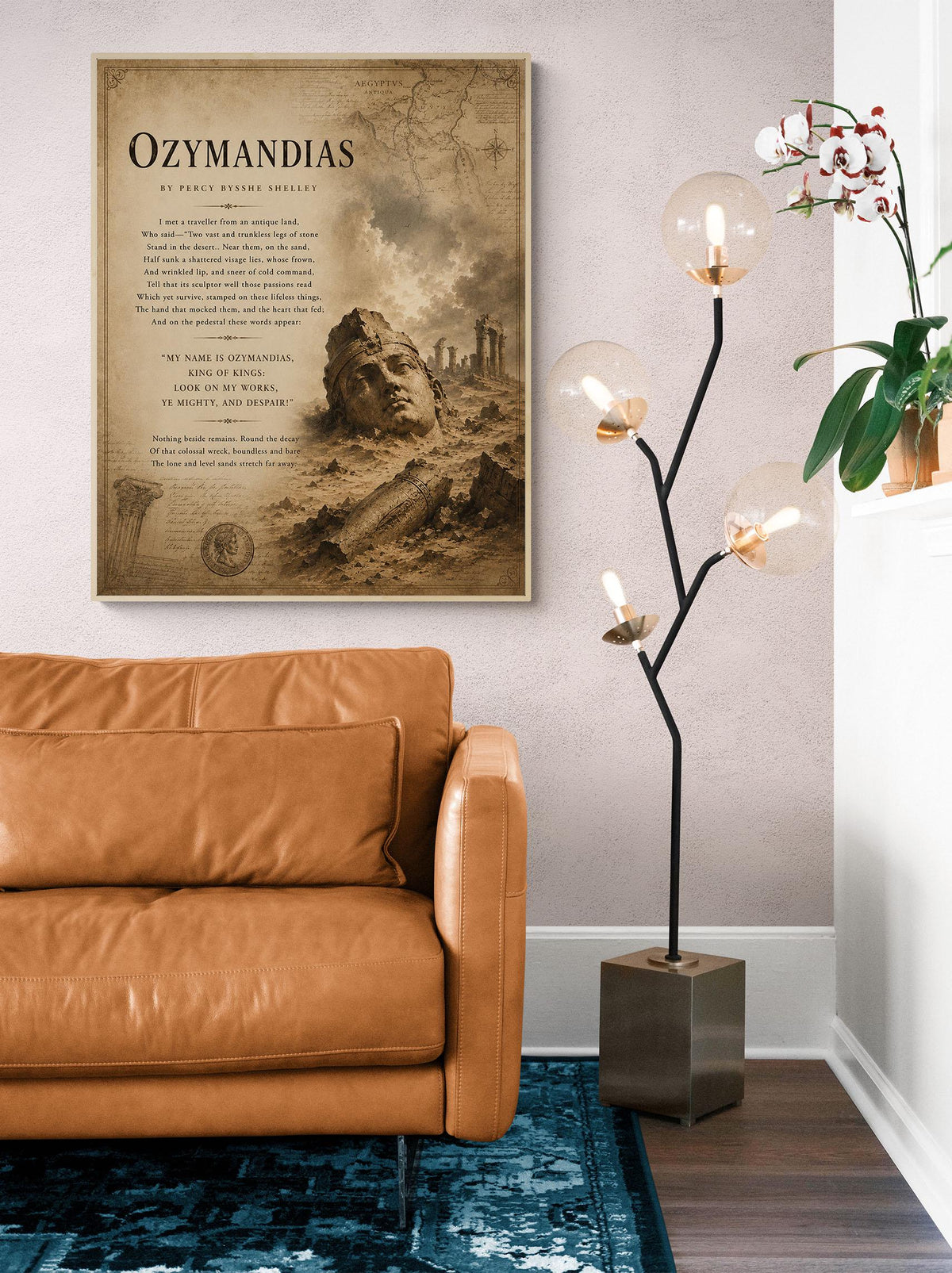 Ozymandias by Percy Bysshe Shelley Print | Classic Poetry Wall Art | Literary Decor | Ancient Egypt | Book Lover Gift
