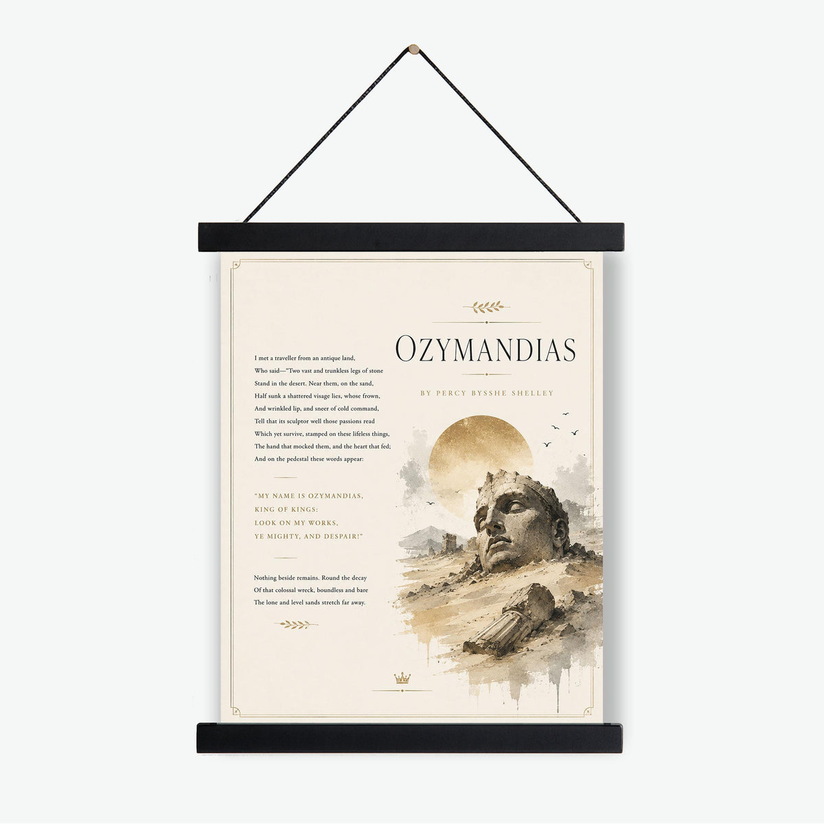 Minimalist Ozymandias Print | Percy Bysshe Shelley Poem Wall Art | Literary Decor | Ancient Egypt Poetry Gift