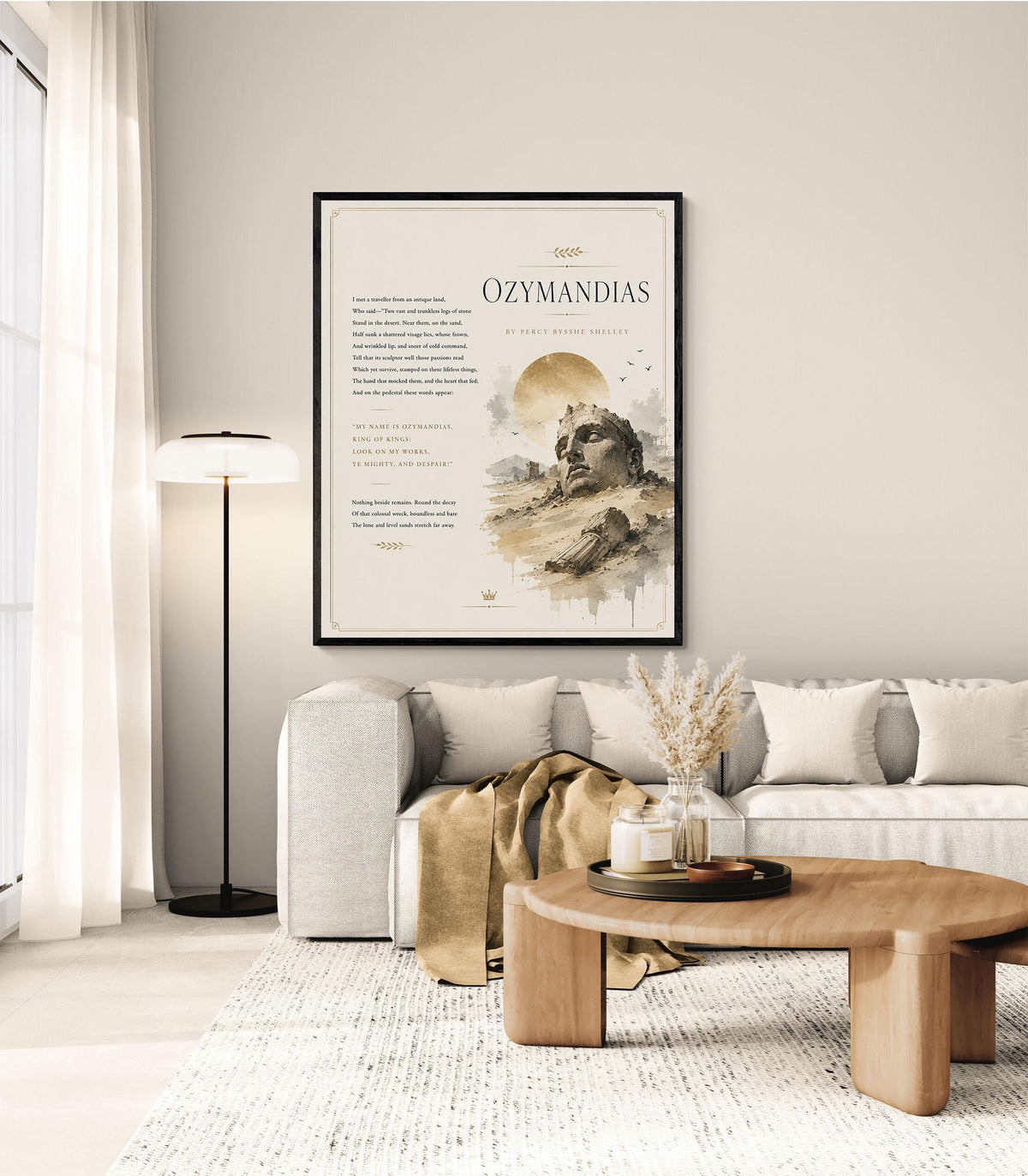 Minimalist Ozymandias Print | Percy Bysshe Shelley Poem Wall Art | Literary Decor | Ancient Egypt Poetry Gift
