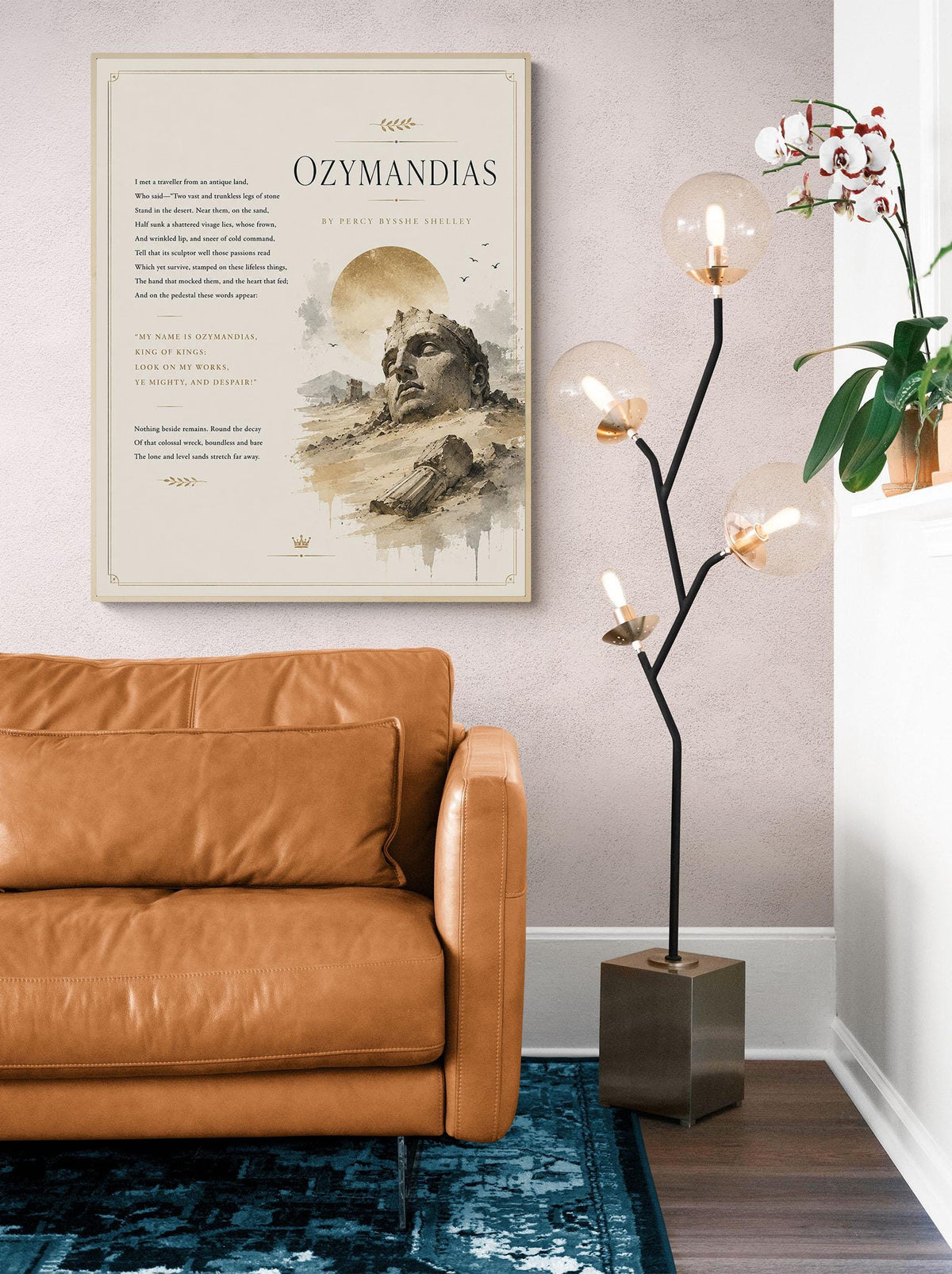 Minimalist Ozymandias Print | Percy Bysshe Shelley Poem Wall Art | Literary Decor | Ancient Egypt Poetry Gift
