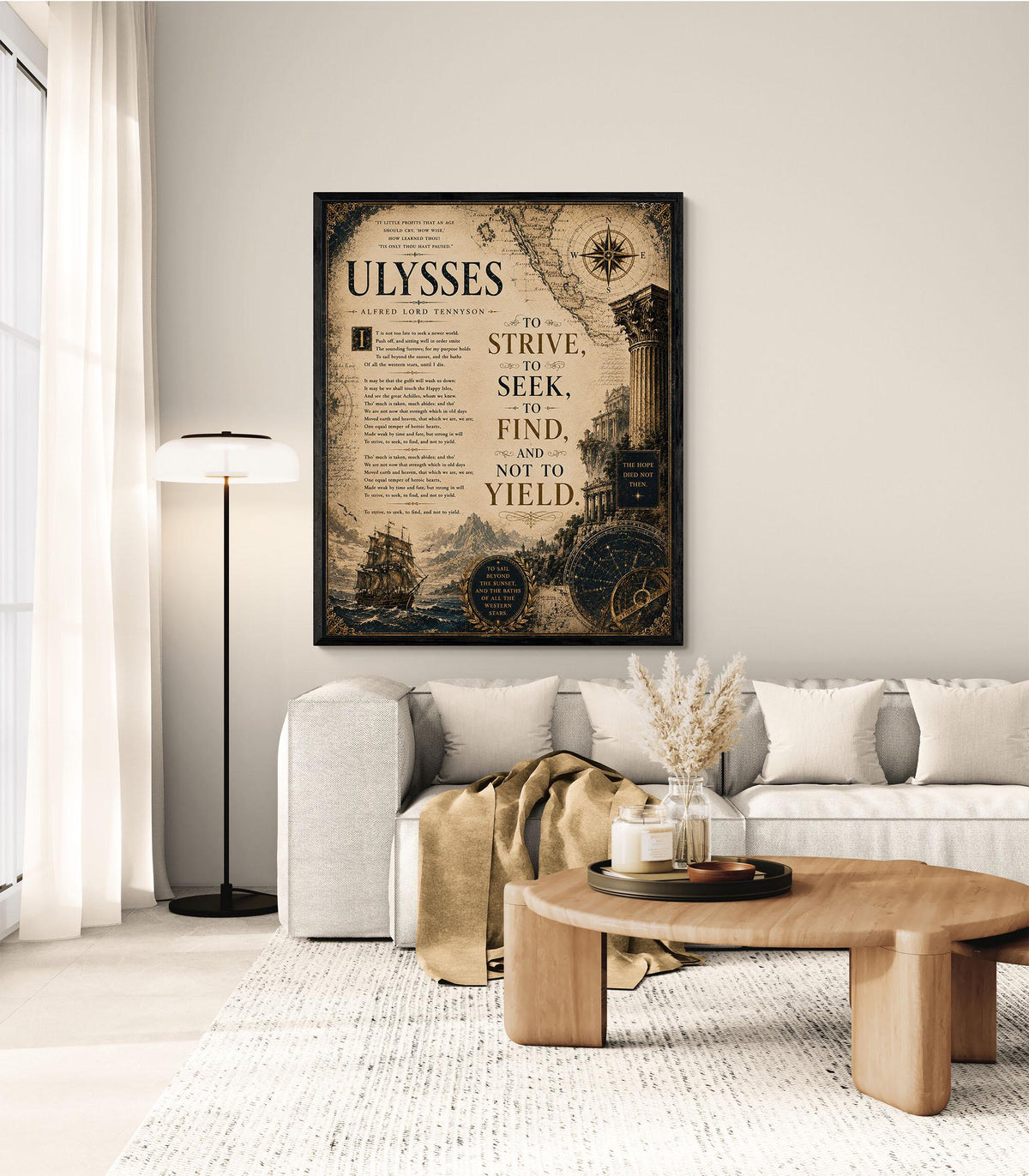 Ulysses by Alfred Lord Tennyson Print | To Strive To Seek To Find Wall Art | Literary Decor | Dark Academia Gift